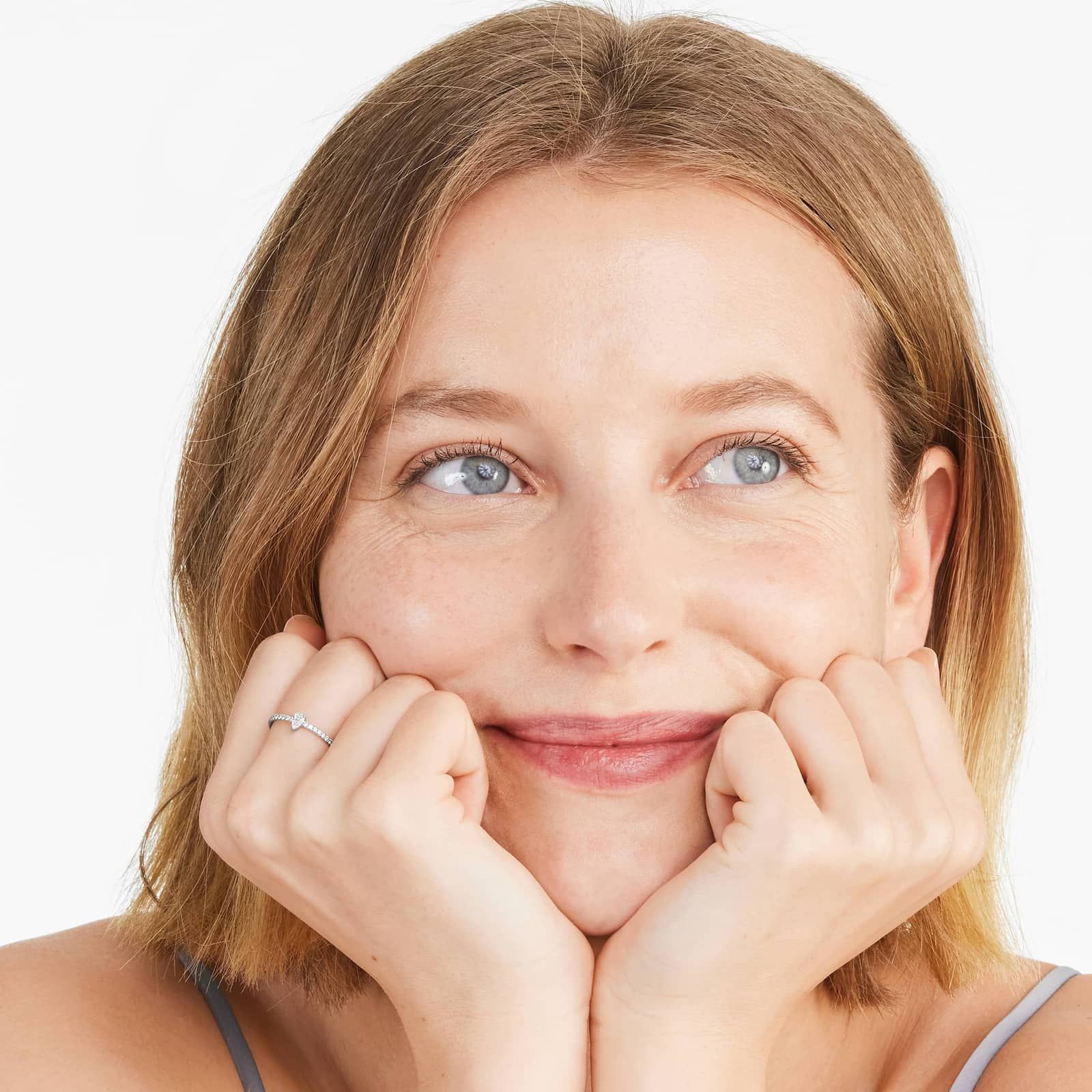 Petite Pear Shape Diamond Pavé Ring In 14K White Gold