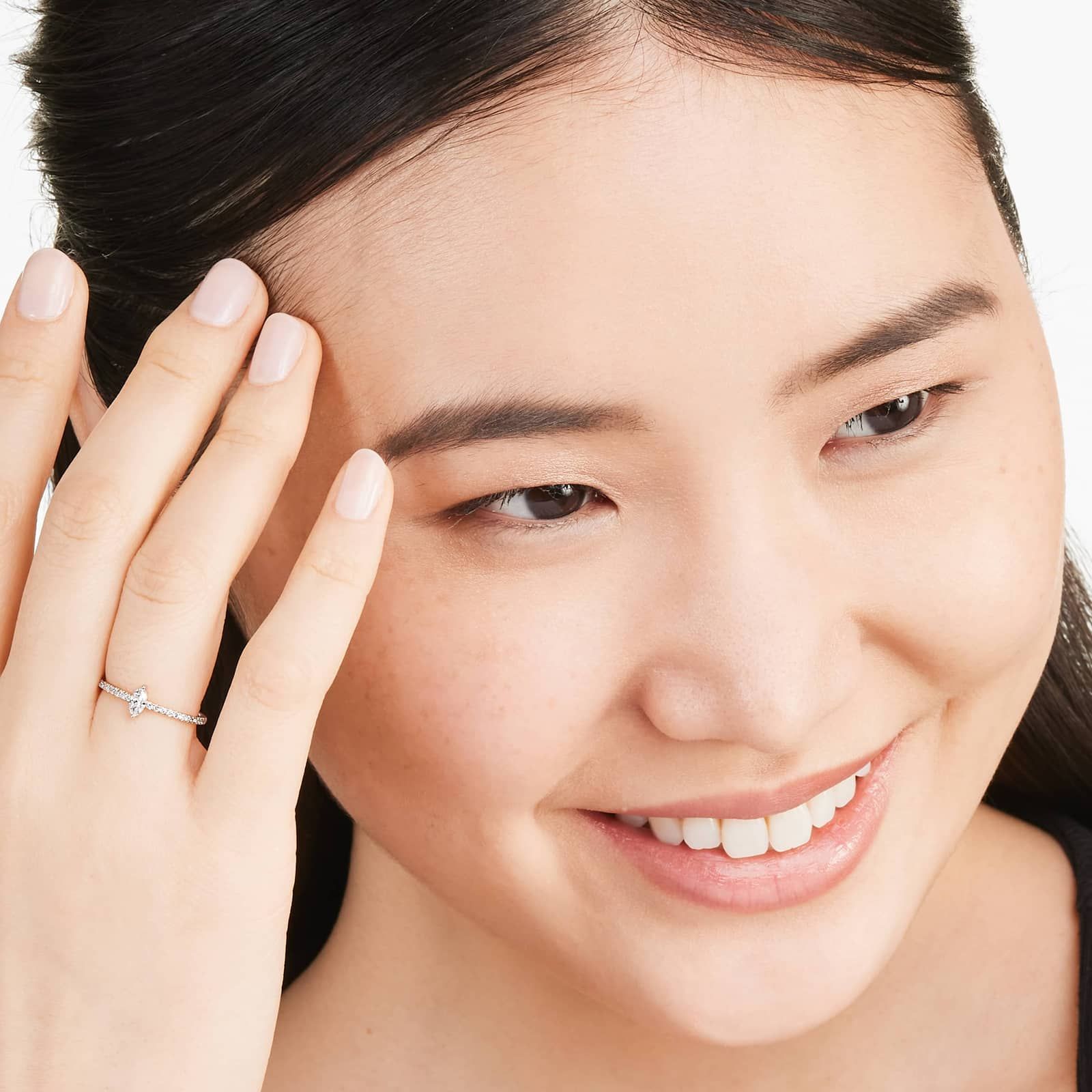 Petite Marquise Cut Diamond Pavé Ring In 14K Rose Gold