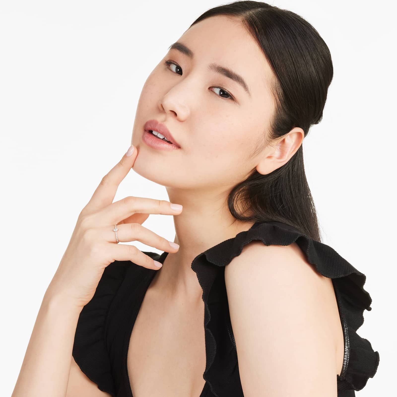 Petite Marquise Cut Diamond Pavé Ring In 14K Rose Gold