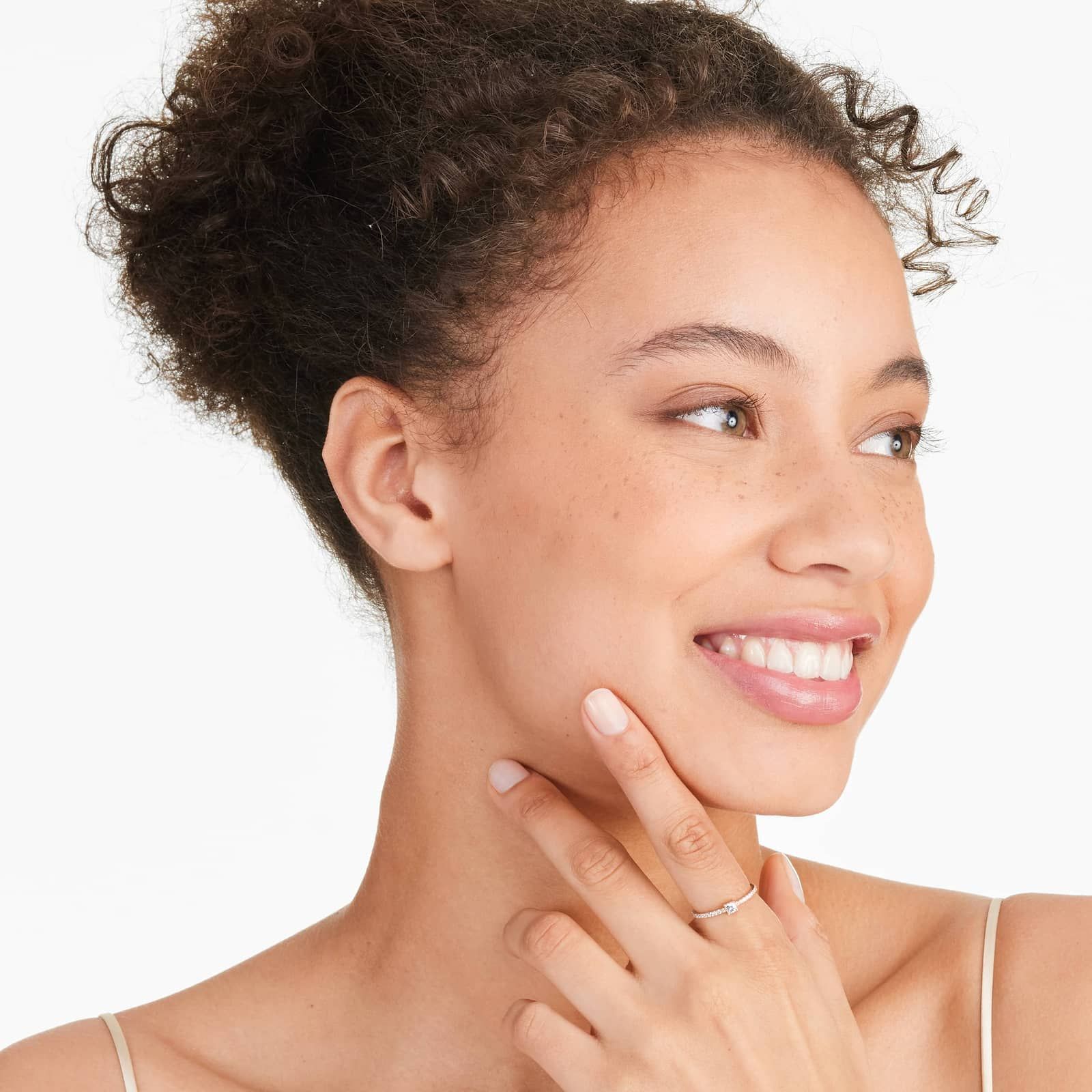 Petite Princess Cut Diamond Pavé Ring In 14K Rose Gold