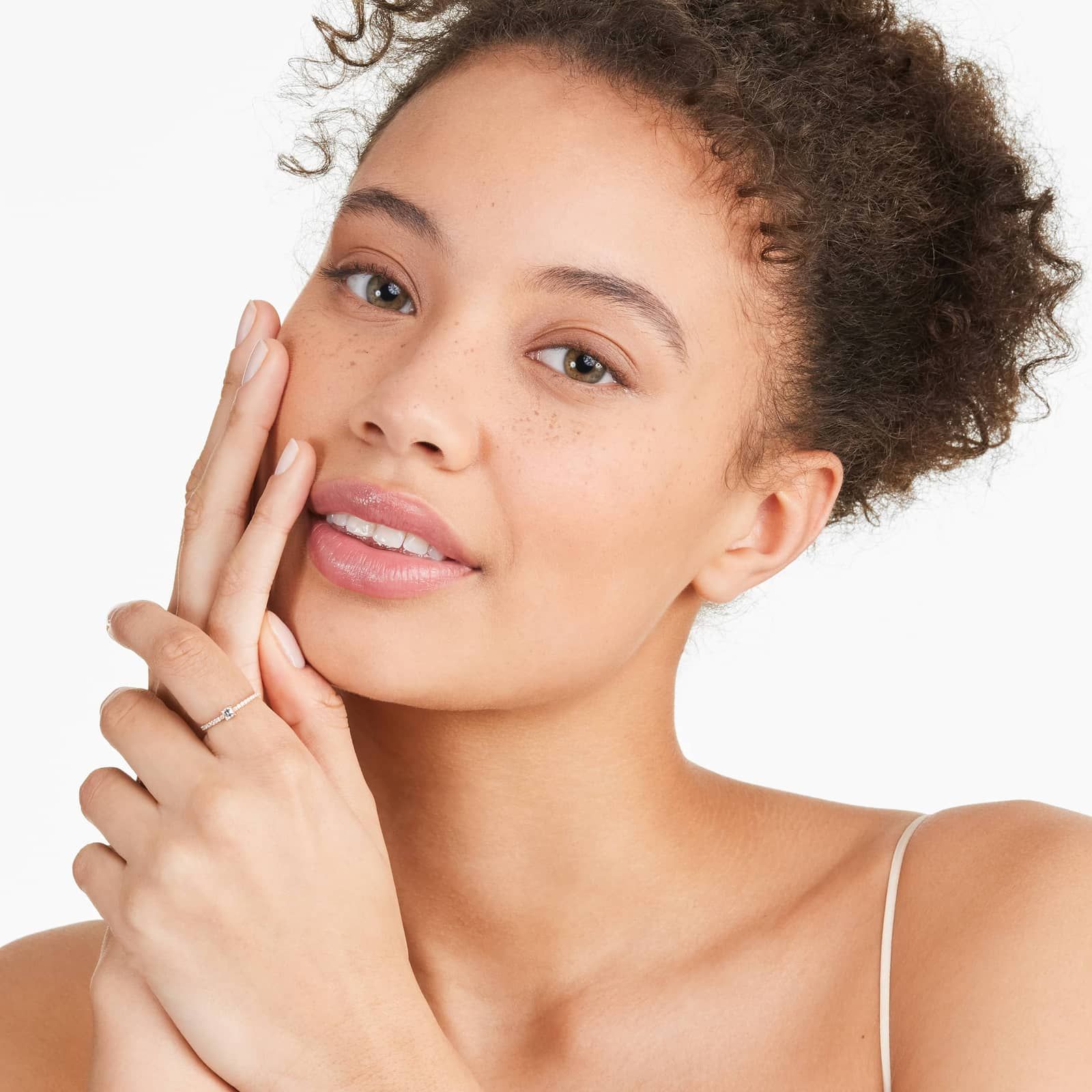 Petite Princess Cut Diamond Pavé Ring In 14K Rose Gold