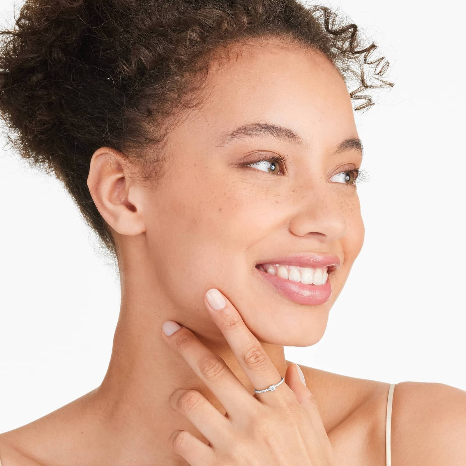 Petite Princess Cut Diamond Pavé Ring In 14K White Gold