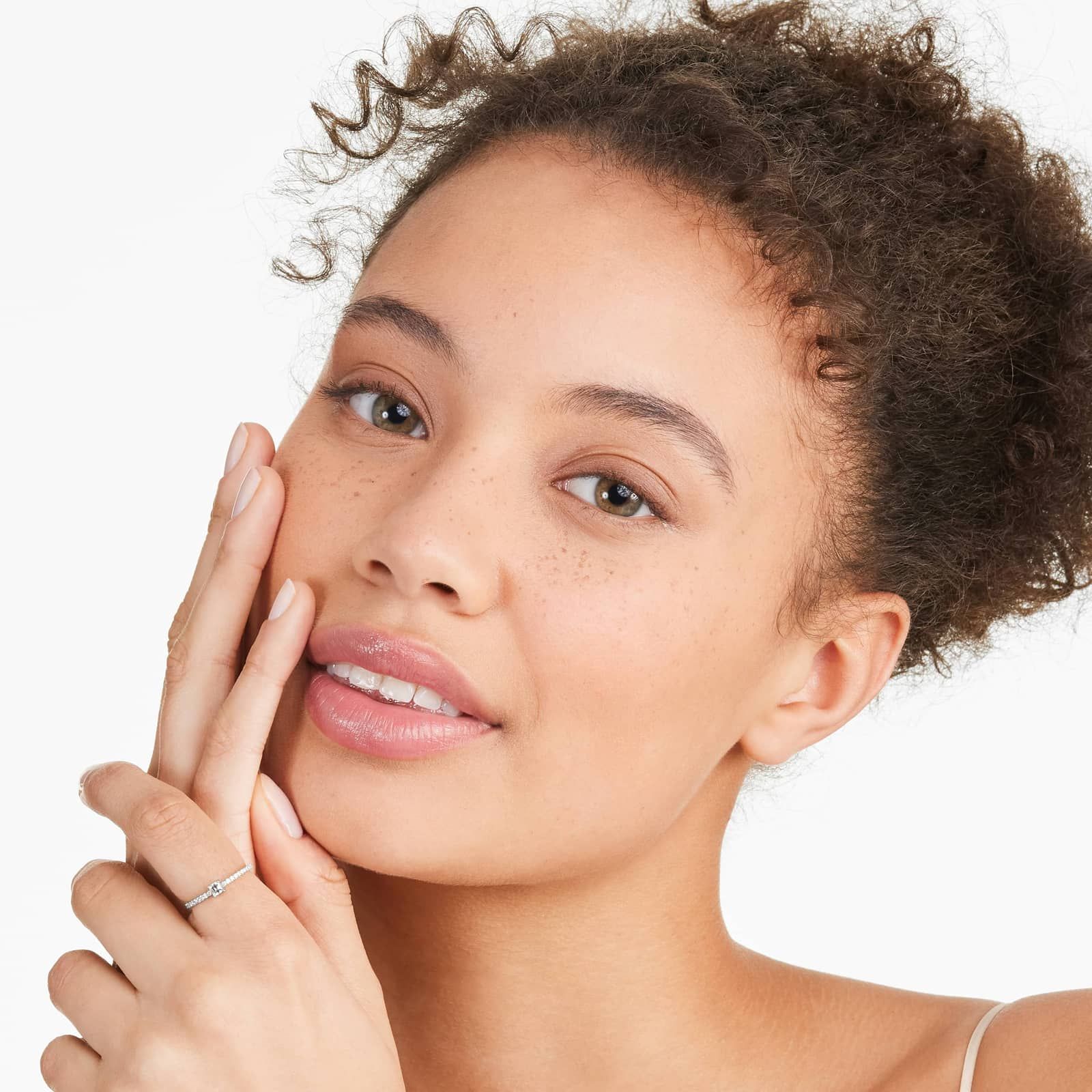 Petite Princess Cut Diamond Pavé Ring In 14K White Gold