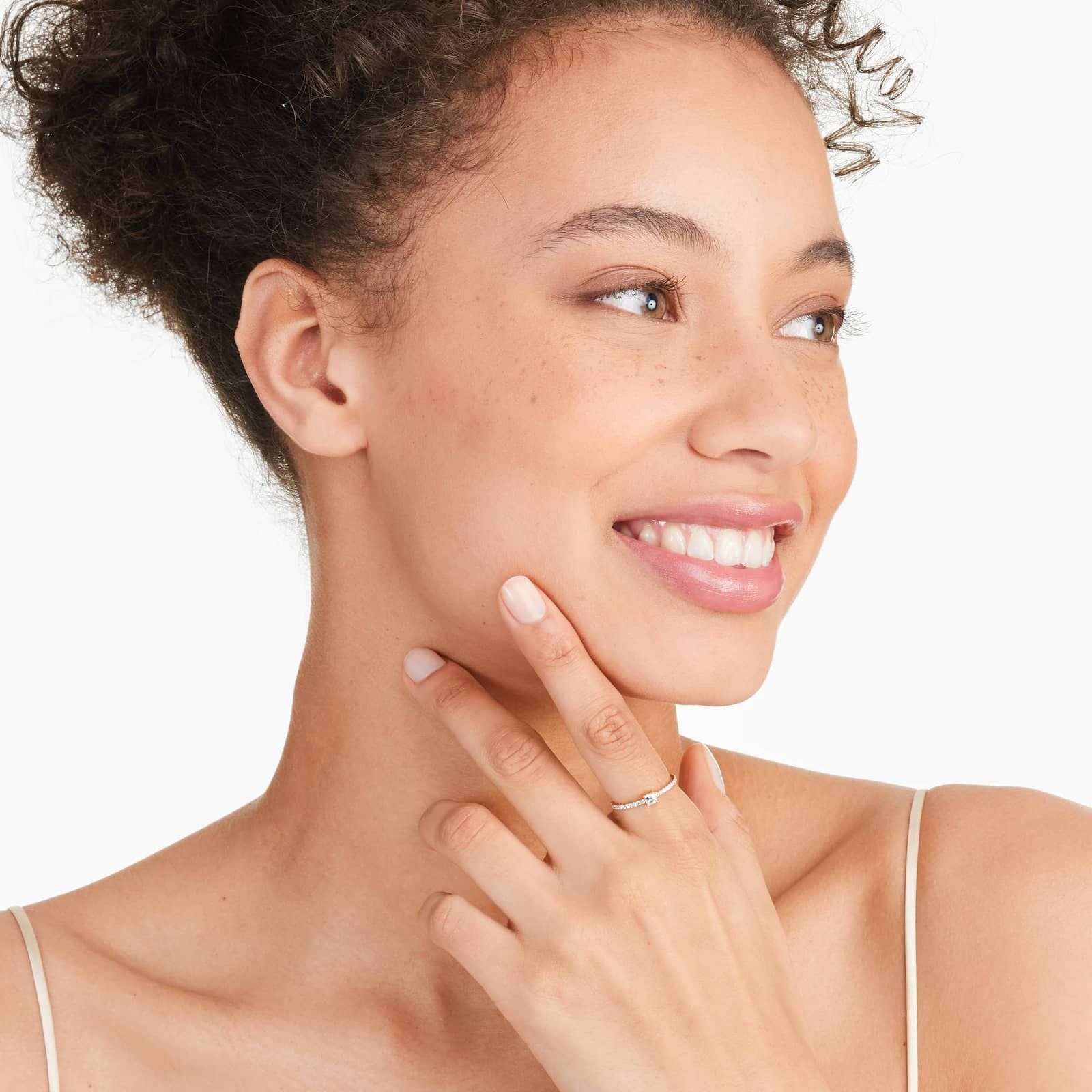 Petite Princess Cut Diamond Pavé Ring In 14K Yellow Gold