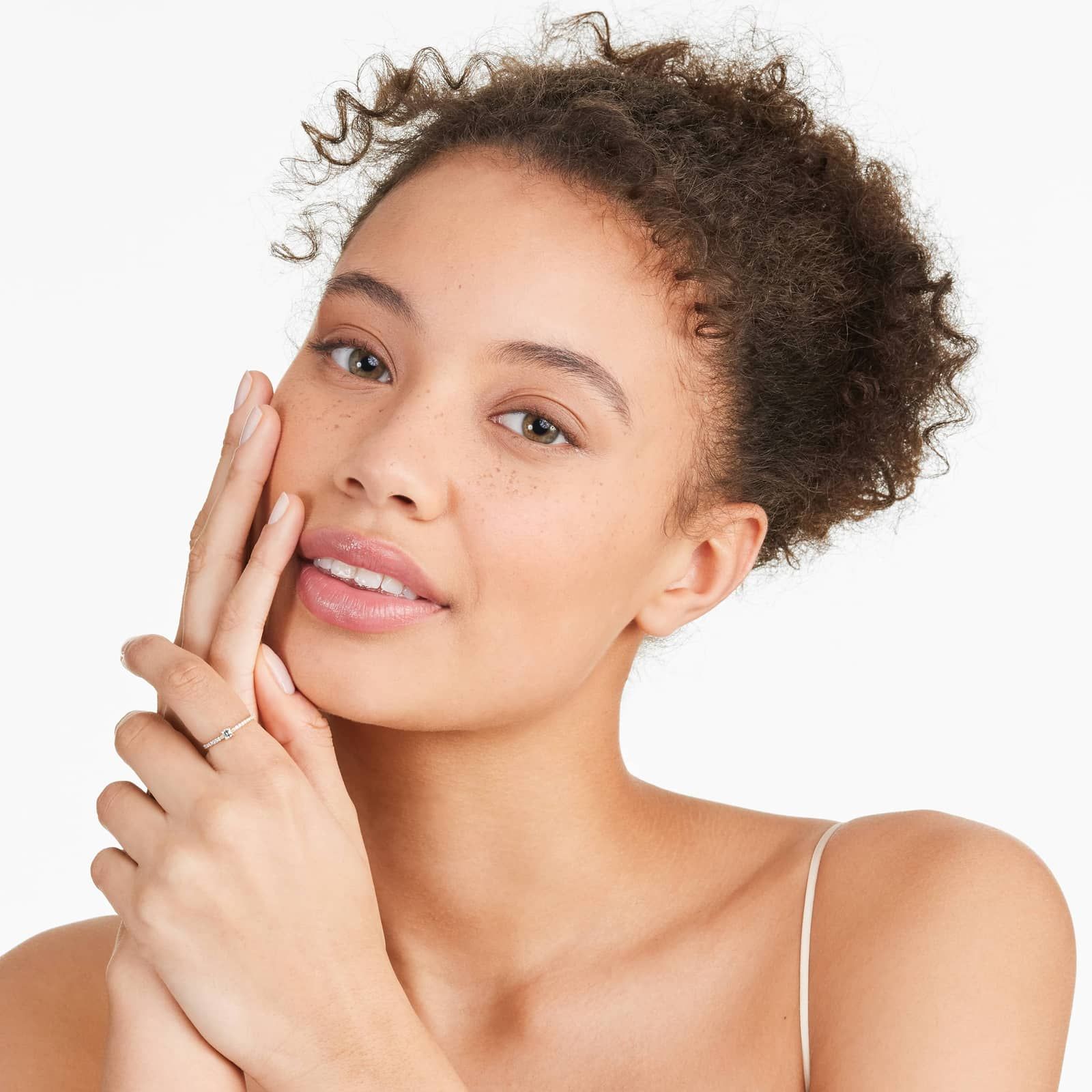 Petite Princess Cut Diamond Pavé Ring In 14K Yellow Gold