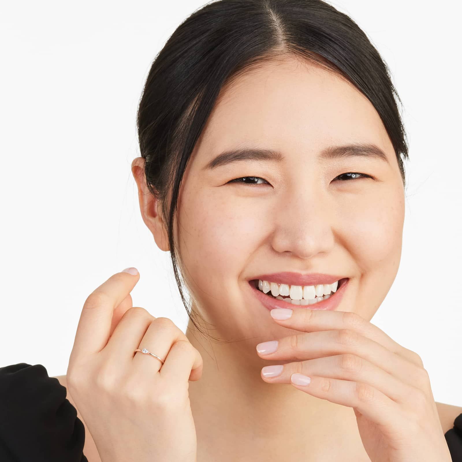 Petite Pear Shape Solitaire Diamond Ring In 14K Rose Gold