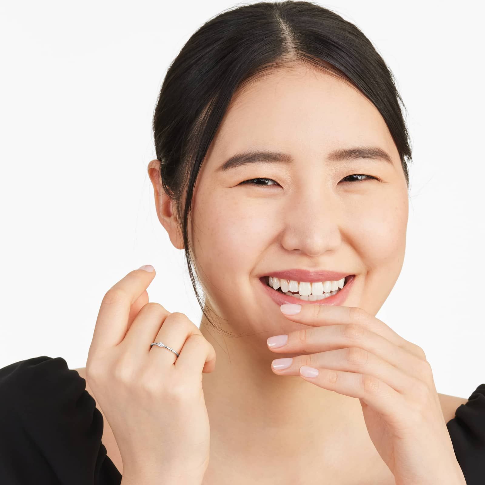 Petite Pear Shape Solitaire Diamond Ring In 14K White Gold