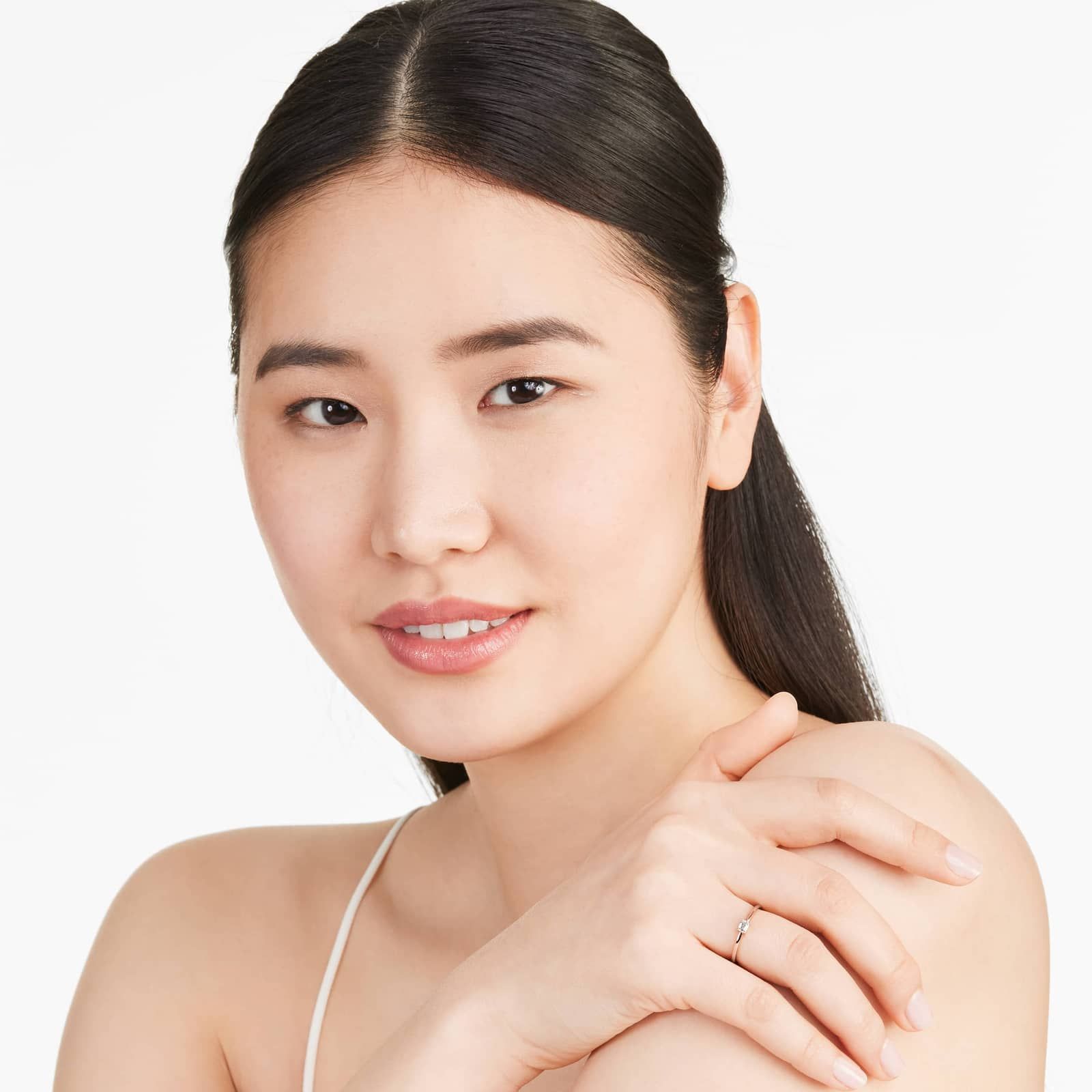 Petite Emerald Cut Solitaire Diamond Ring In 14K Rose Gold