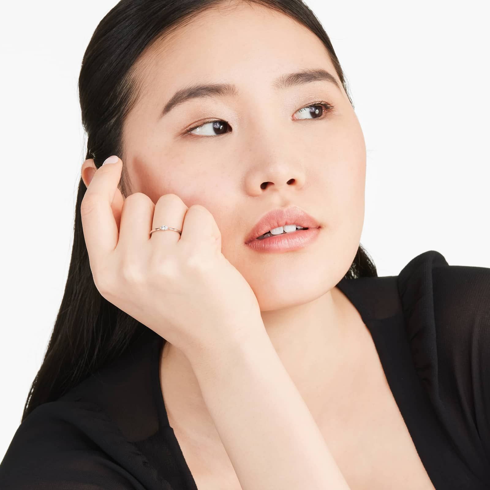 Petite Marquise Cut Solitaire Diamond Ring In 14K Rose Gold