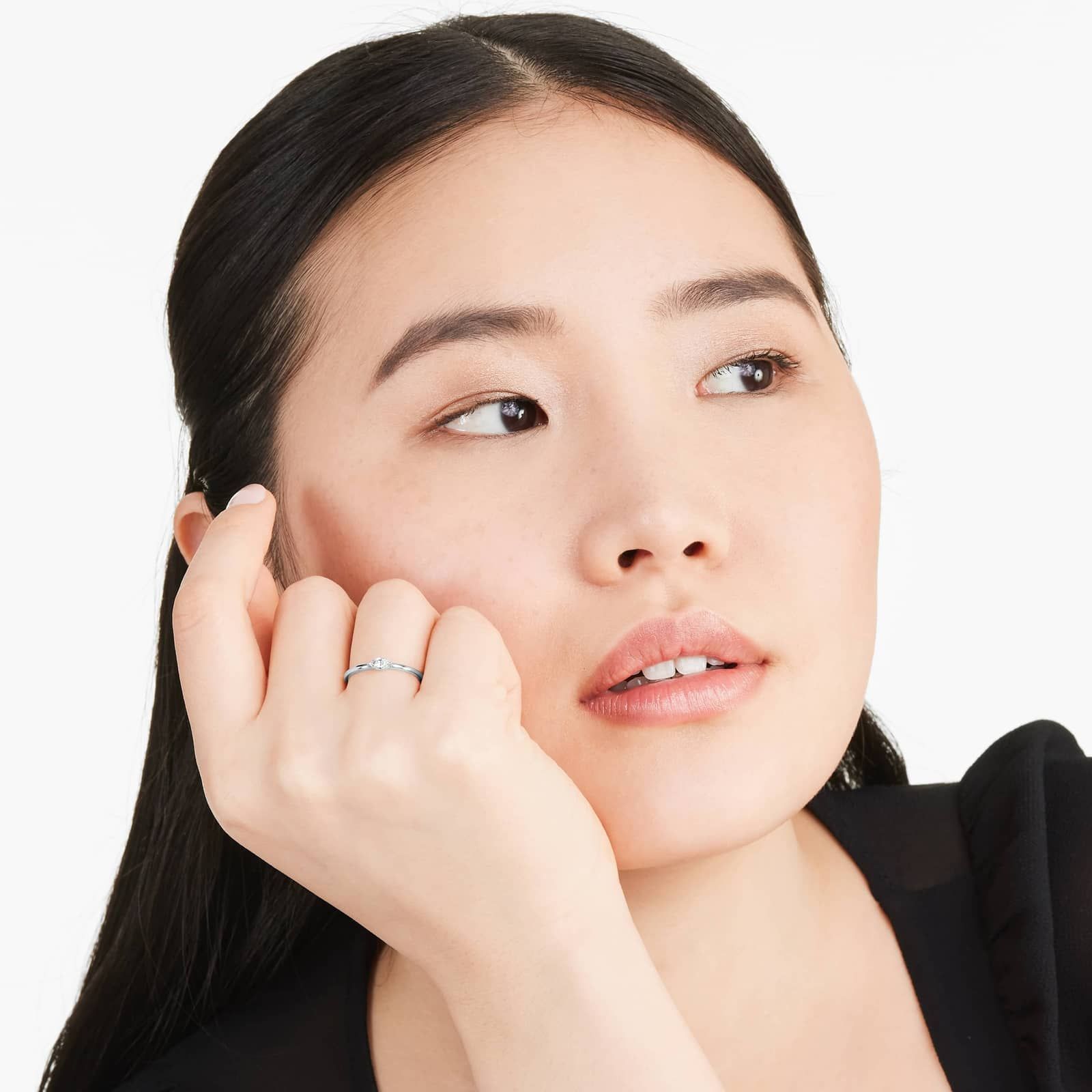 Petite Marquise Cut Solitaire Diamond Ring In 14K White Gold