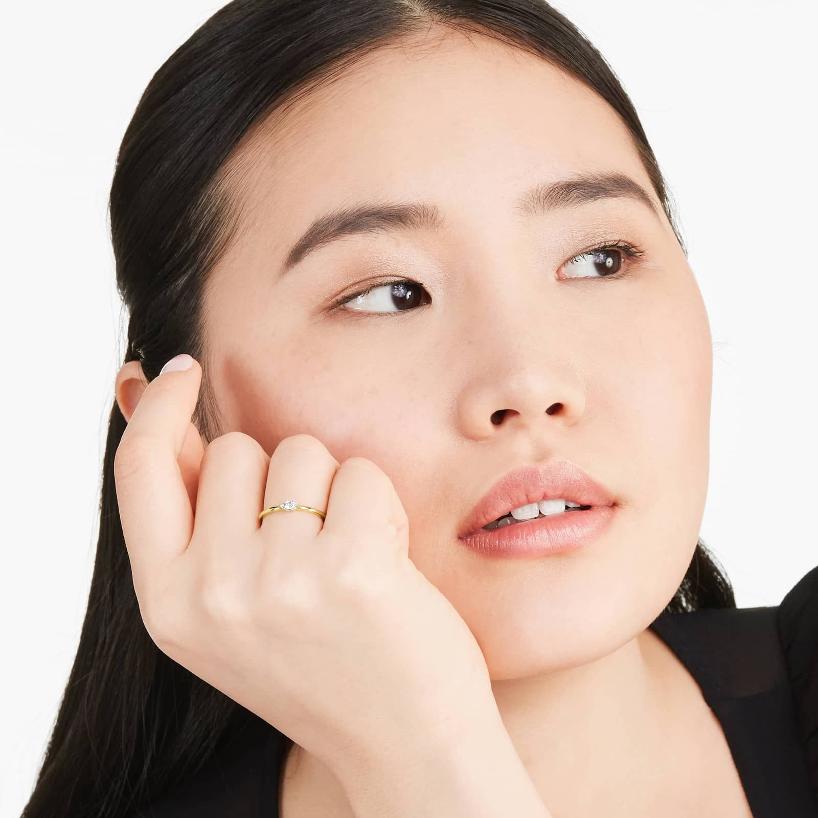 Petite Marquise Cut Solitaire Diamond Ring In 14K Yellow Gold