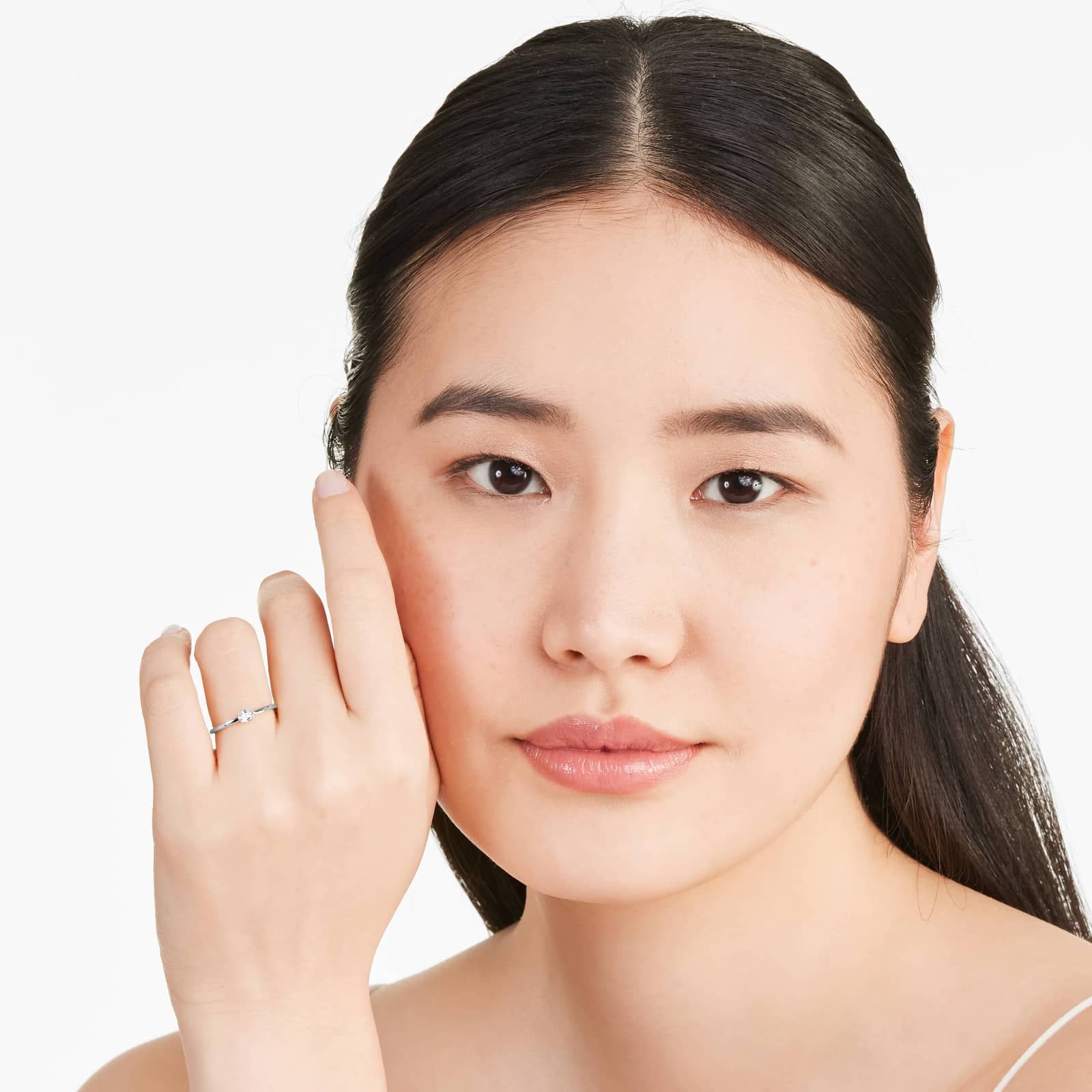 Petite Oval Cut Solitaire Diamond Ring In 14K White Gold