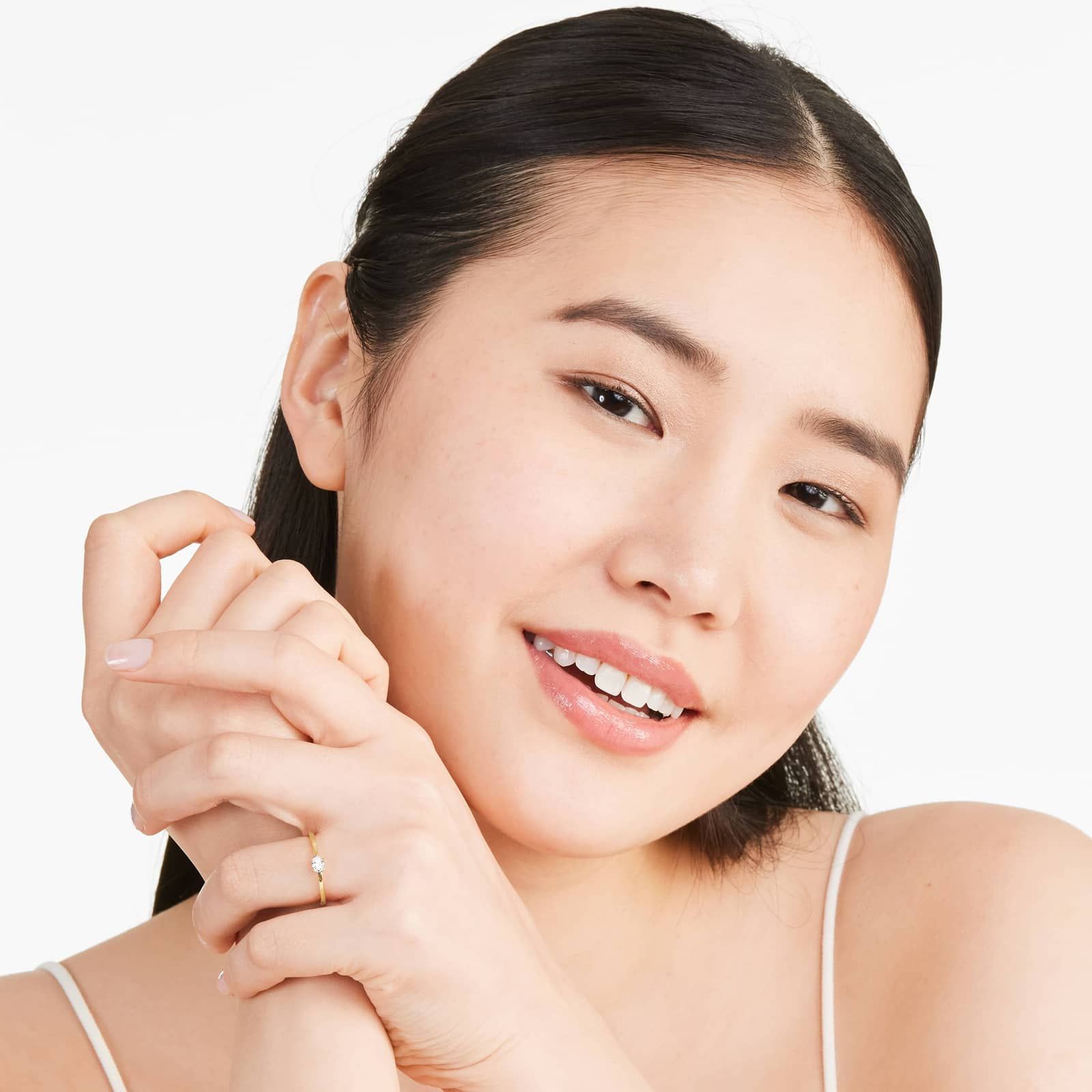 Petite Oval Cut Solitaire Diamond Ring In 14K Yellow Gold