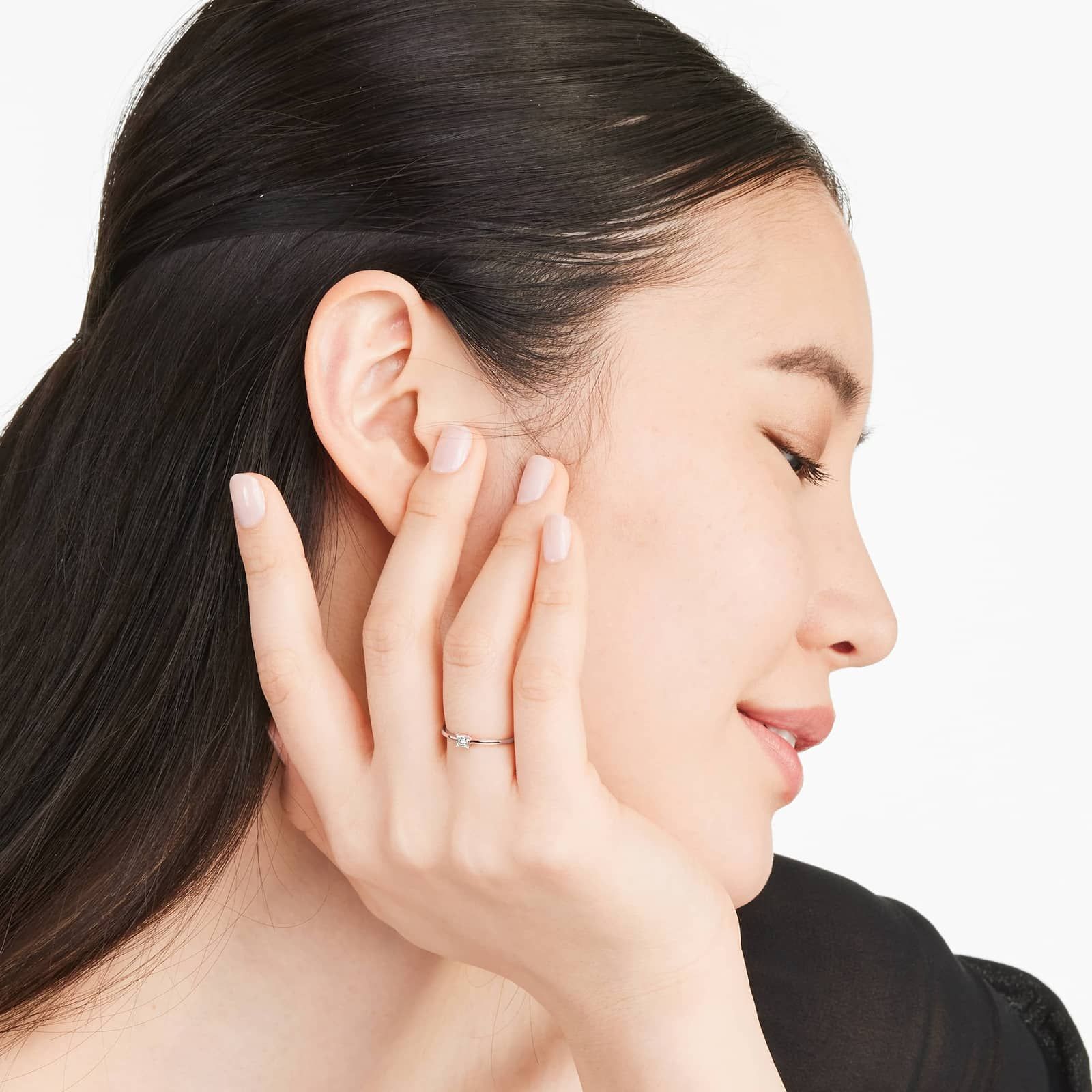 Petite Princess Cut Solitaire Diamond Ring In 14K Rose Gold