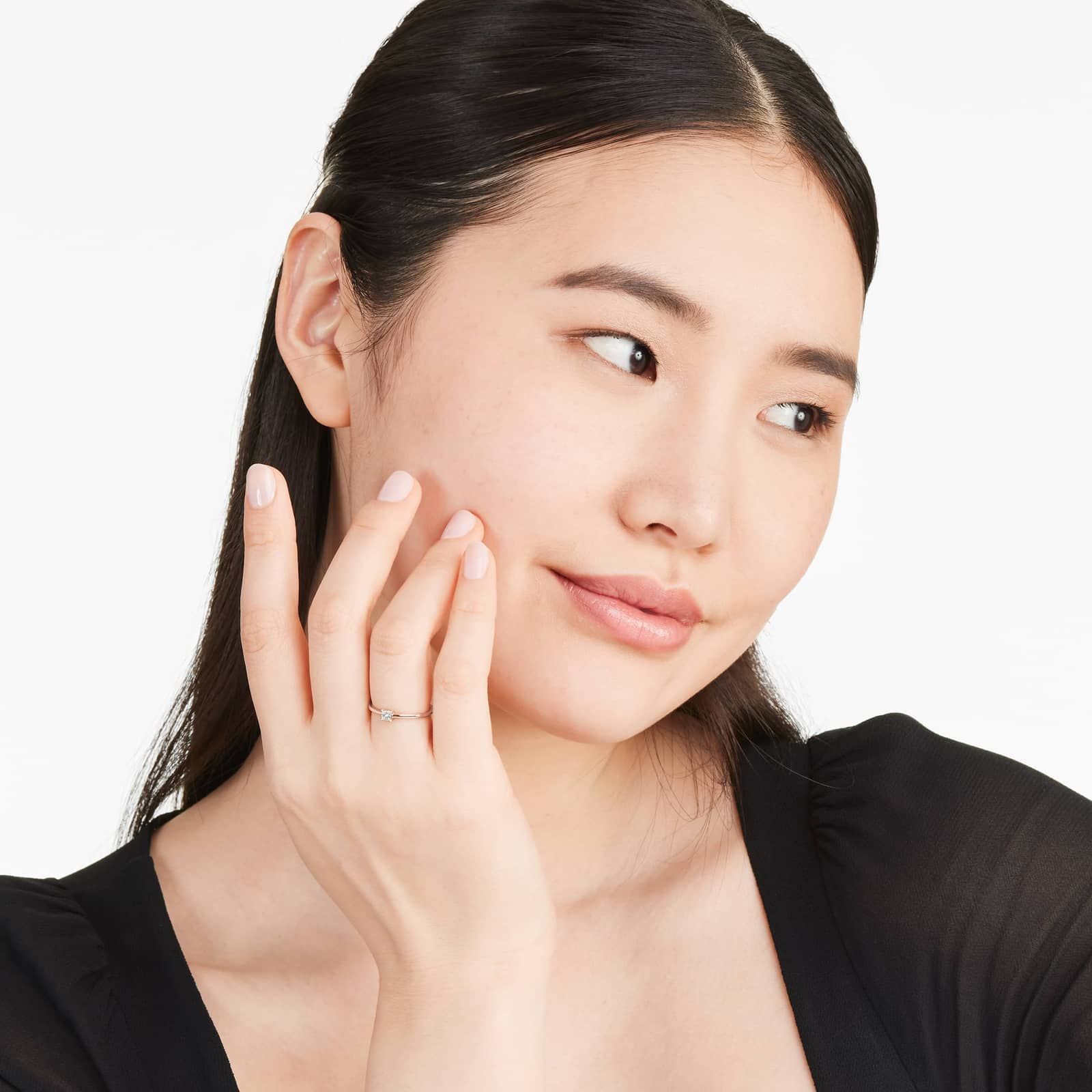 Petite Princess Cut Solitaire Diamond Ring In 14K Rose Gold