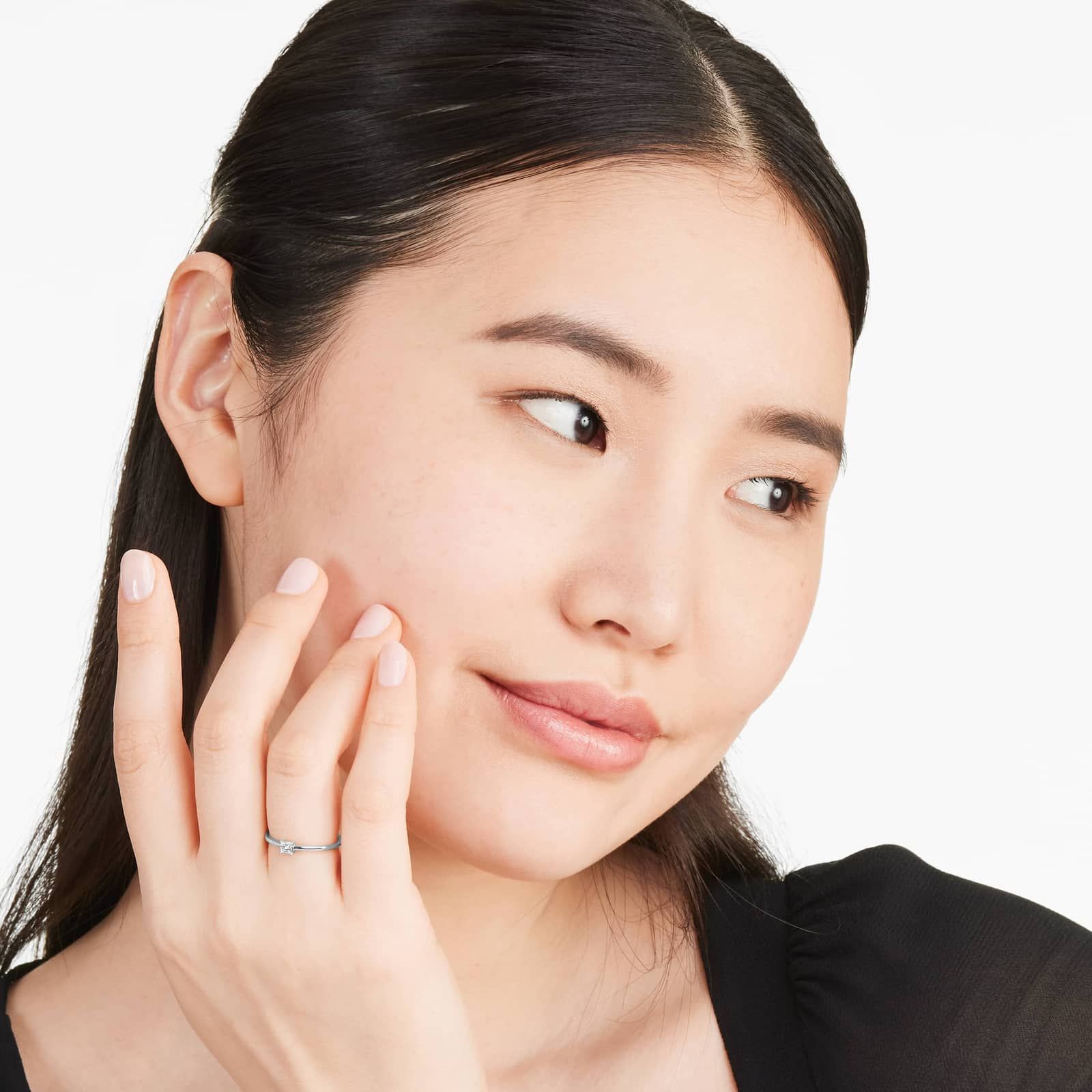 Petite Princess Cut Solitaire Diamond Ring In 14K White Gold