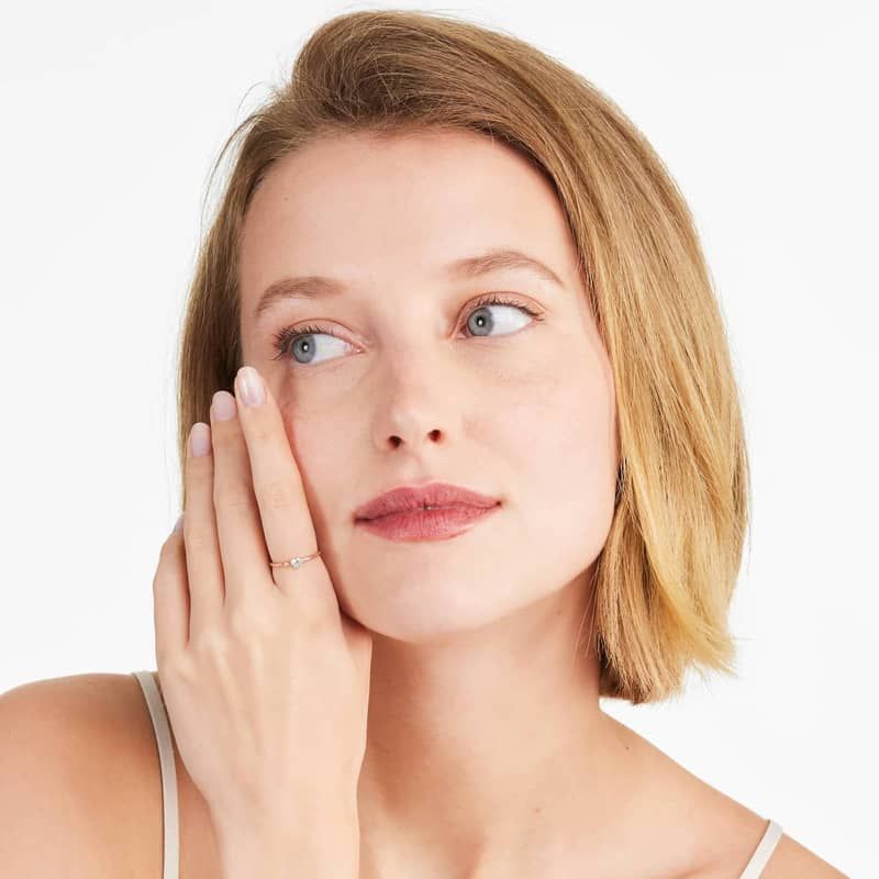 Petite Heart Shape Solitaire Diamond Ring In 14K Rose Gold