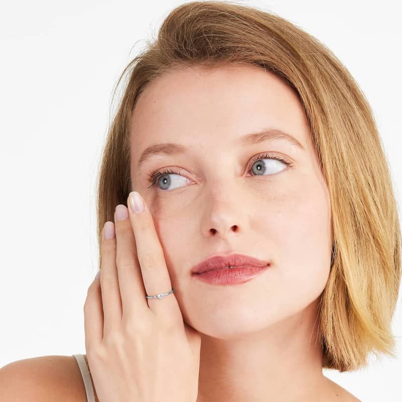 Petite Heart Shape Solitaire Diamond Ring In 14K White Gold