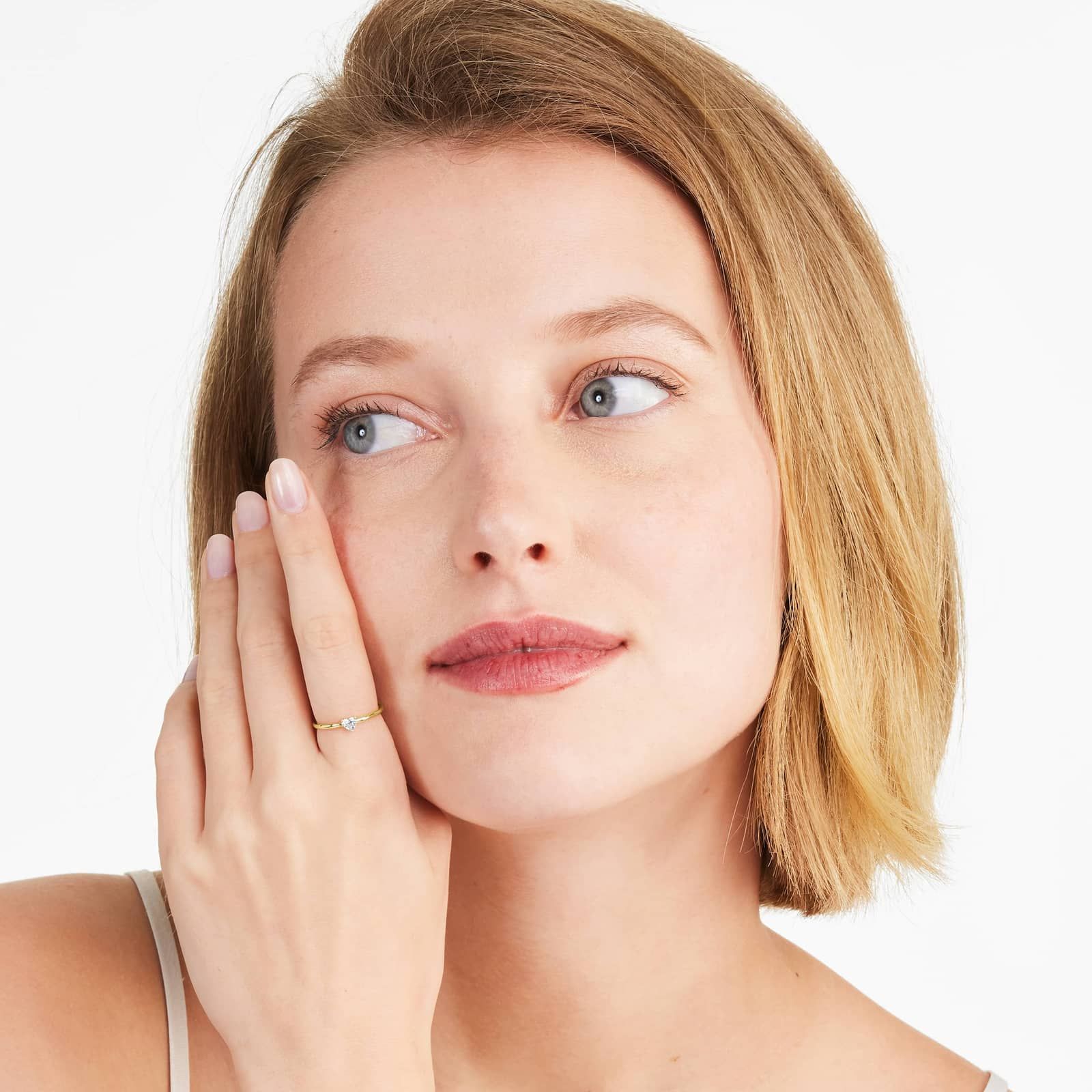 Petite Heart Shape Solitaire Diamond Ring In 14K Yellow Gold