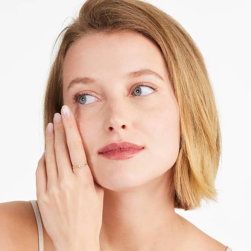 Petite Heart Shape Solitaire Diamond Ring In 14K Yellow Gold