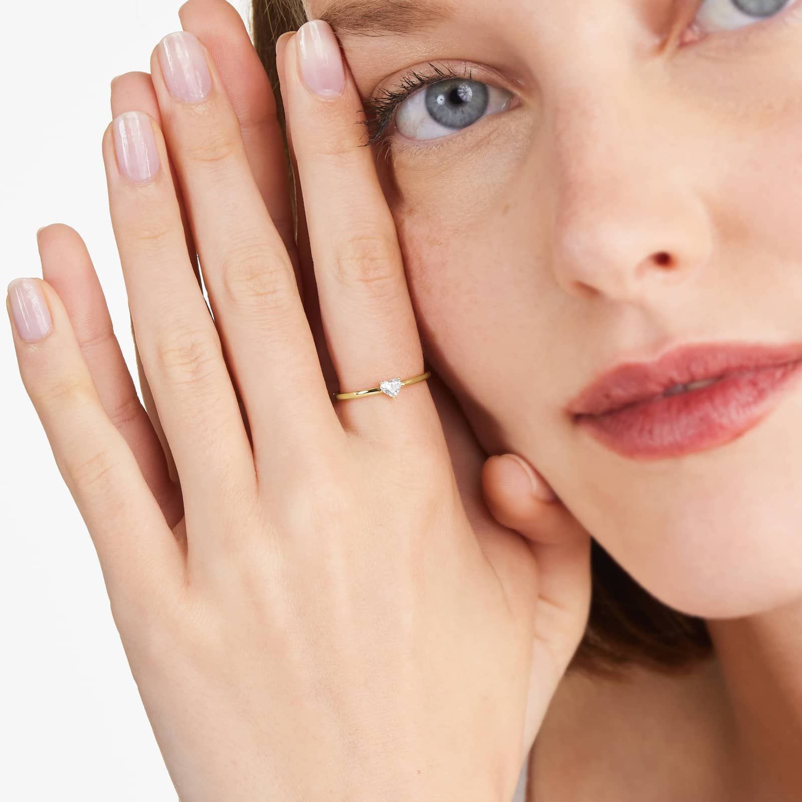 Petite Heart Shape Solitaire Diamond Ring In 14K Yellow Gold