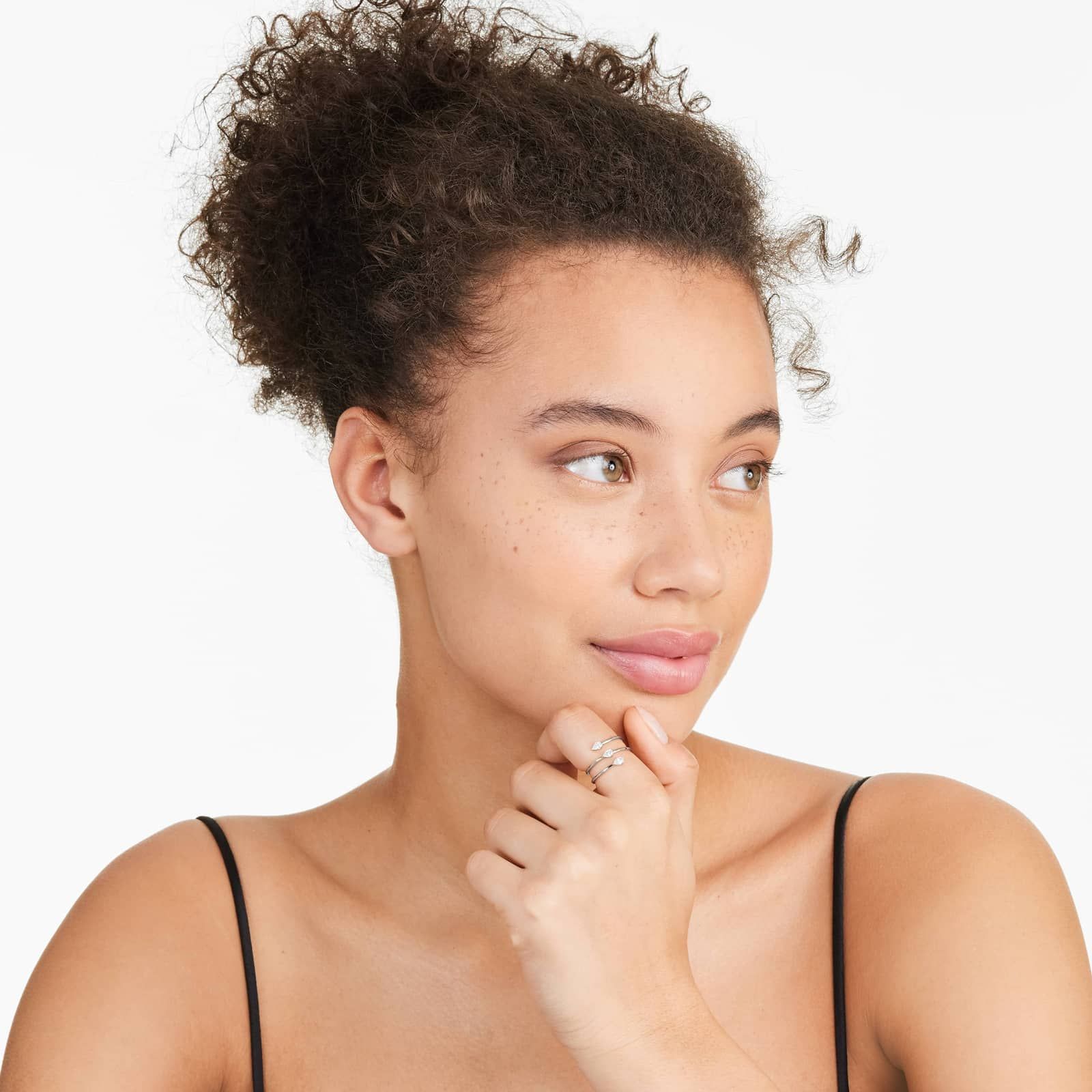 Spiraling Pear Shape Diamond Ring In 14K White Gold