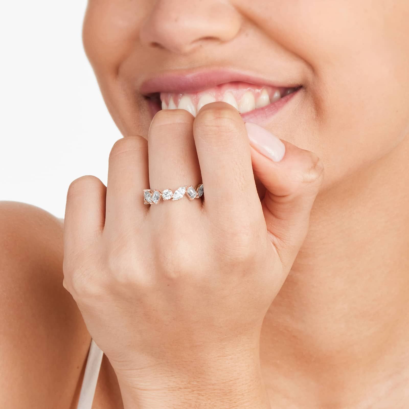 Fancy Mixed Diamond Ring In 14K Rose Gold