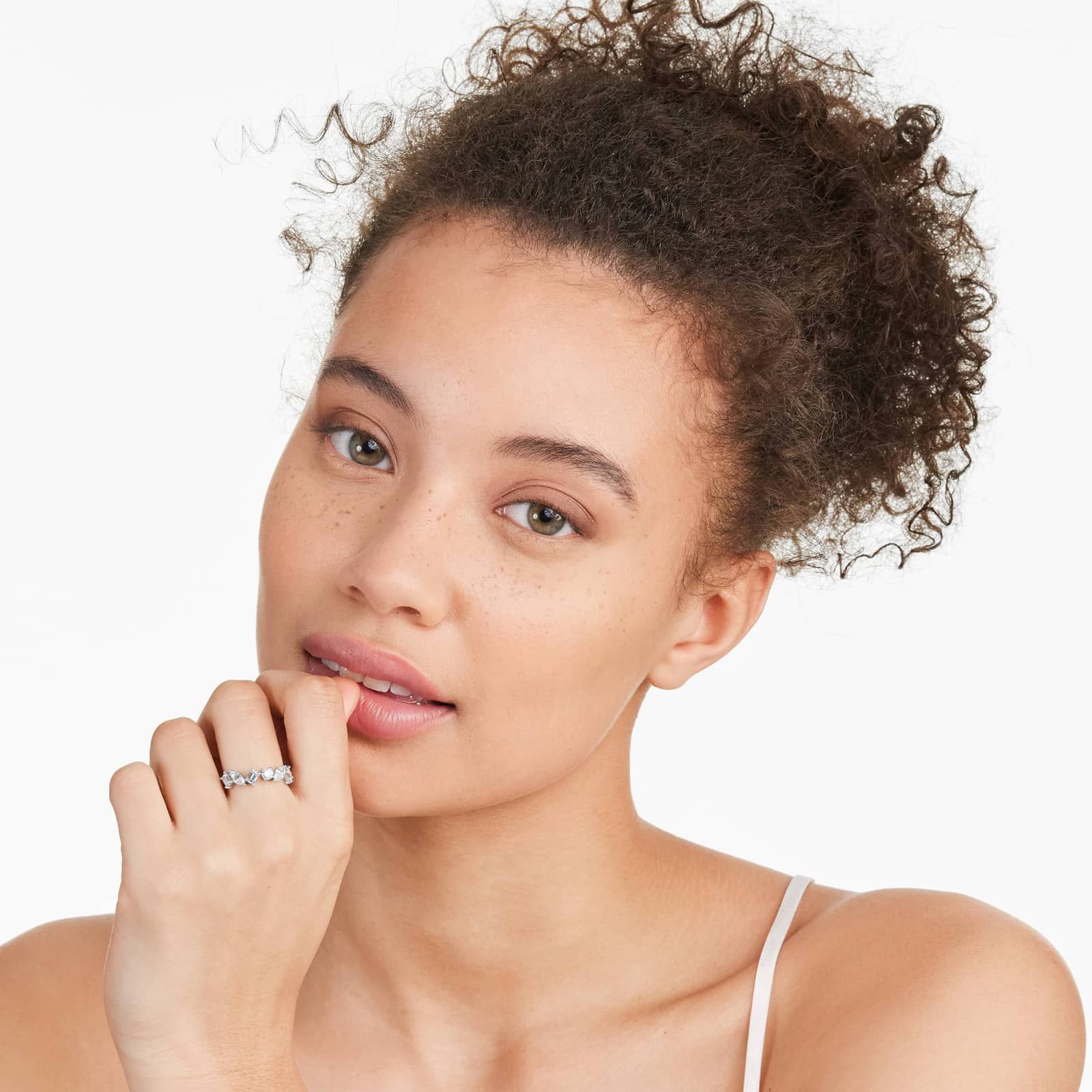 Fancy Mixed Diamond Ring In 14K White Gold