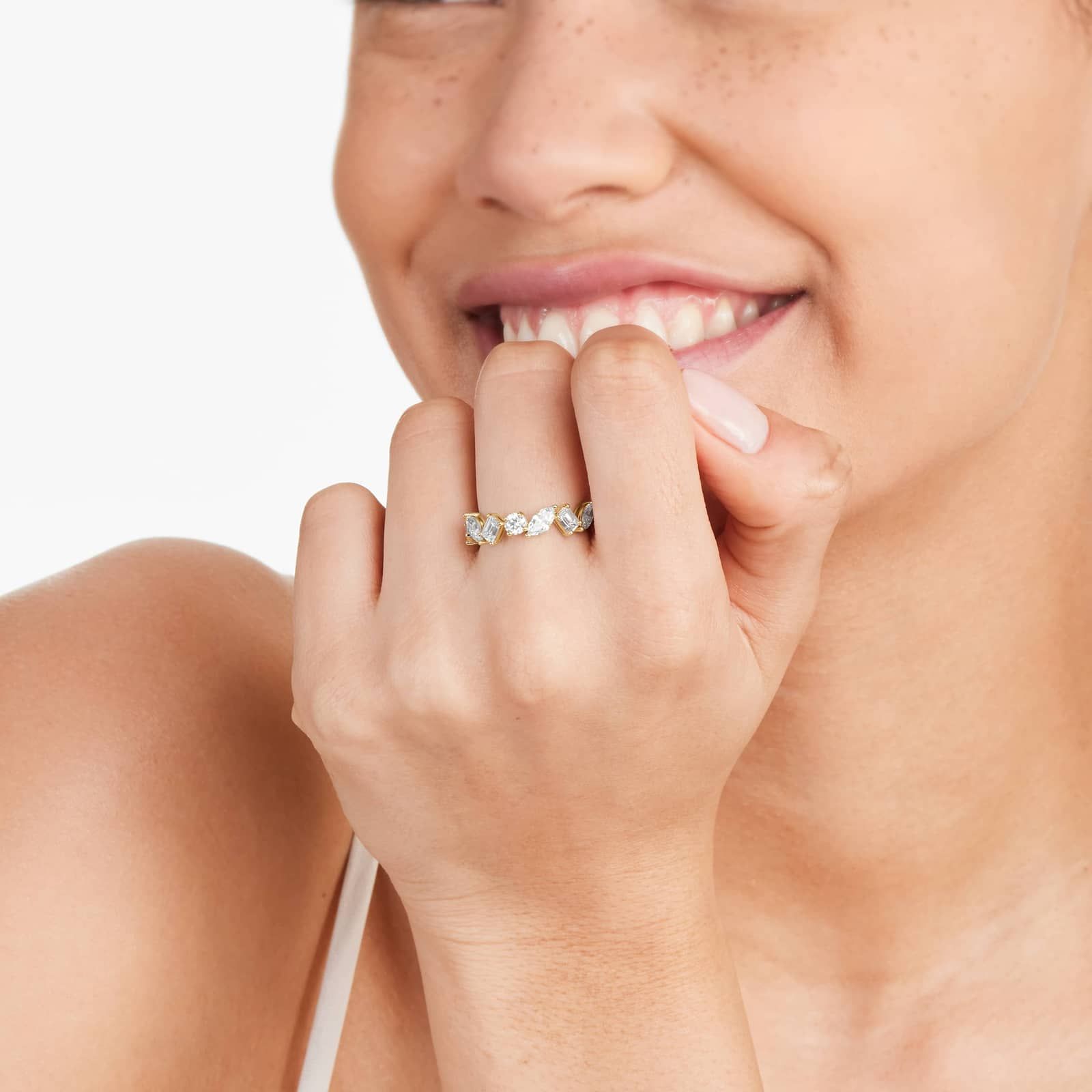 Fancy Mixed Diamond Ring In 14K Yellow Gold