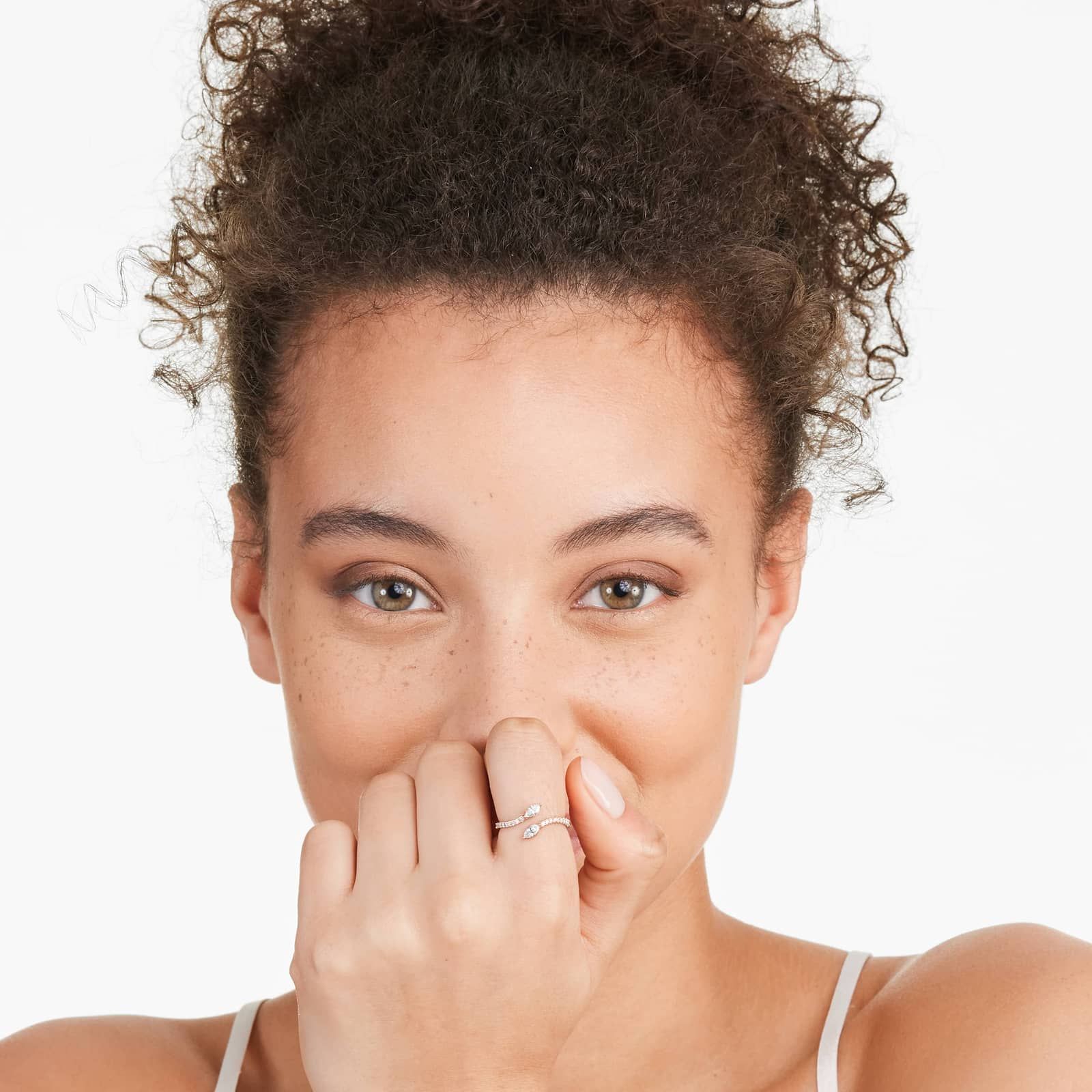 Marquise Cut Diamond Pavé Bypass Ring In 14K Rose Gold