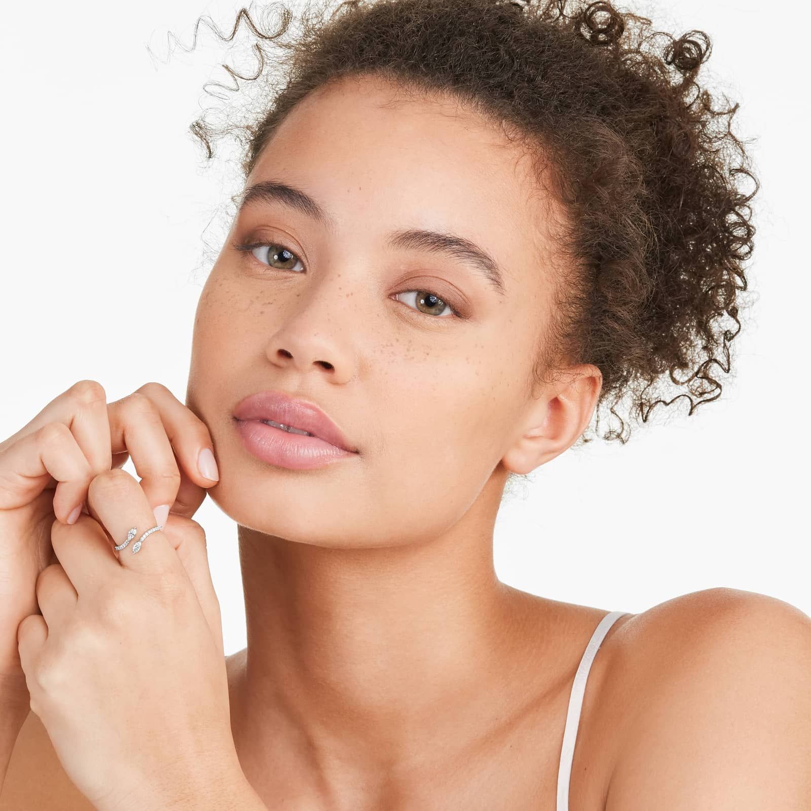 Marquise Cut Diamond Pavé Bypass Ring In 14K White Gold