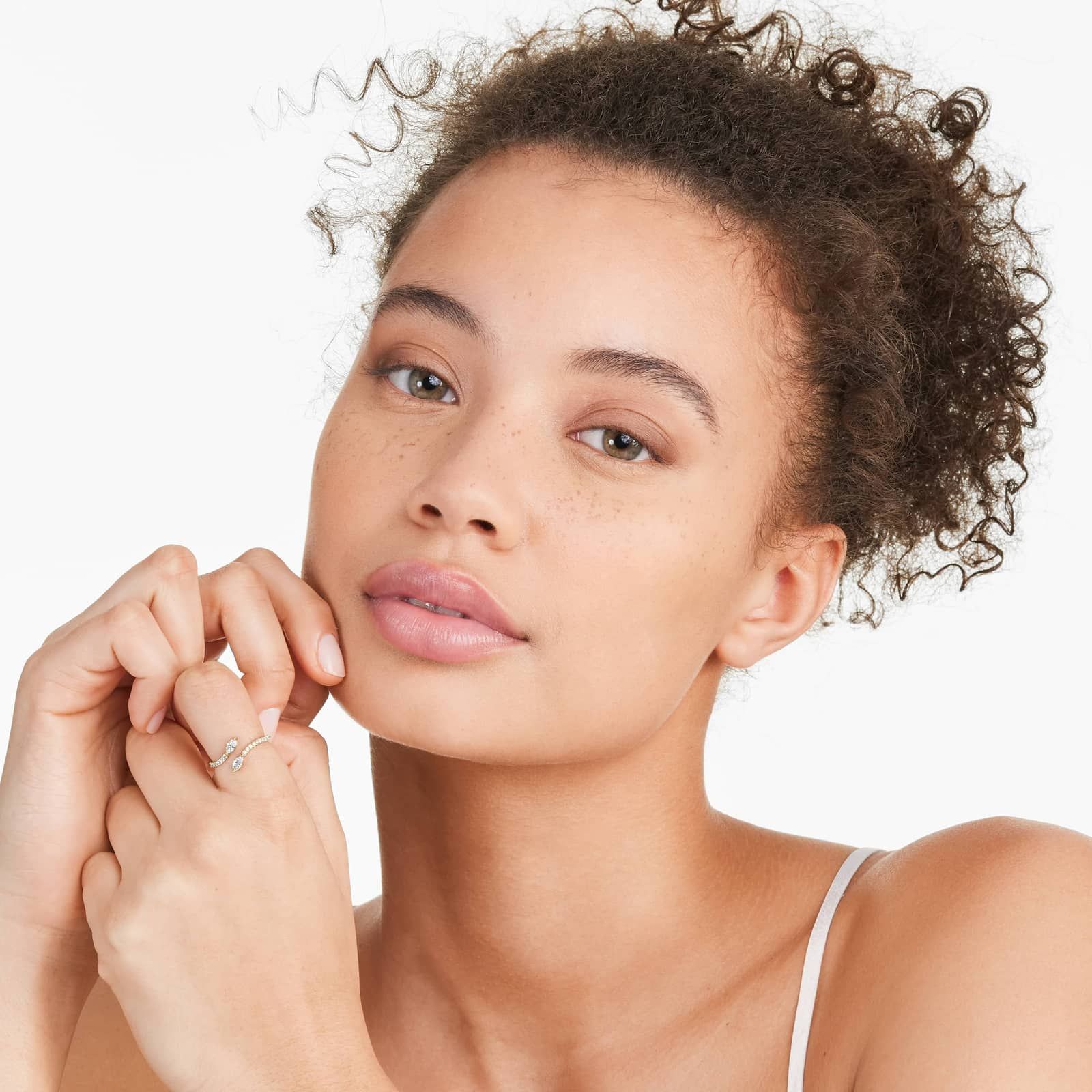 Marquise Cut Diamond Pavé Bypass Ring In 14K Yellow Gold