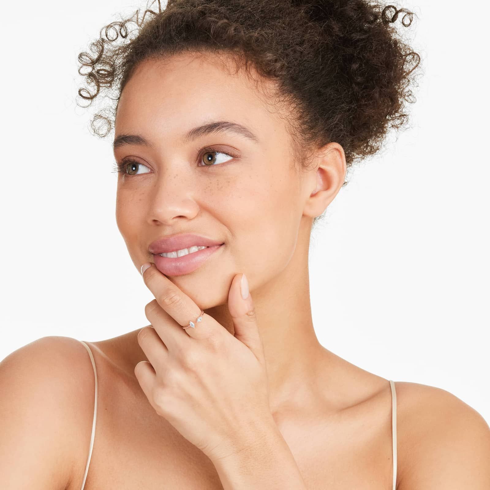 Marquise Cut Open Diamond Juxtapose Ring In 14K Rose Gold