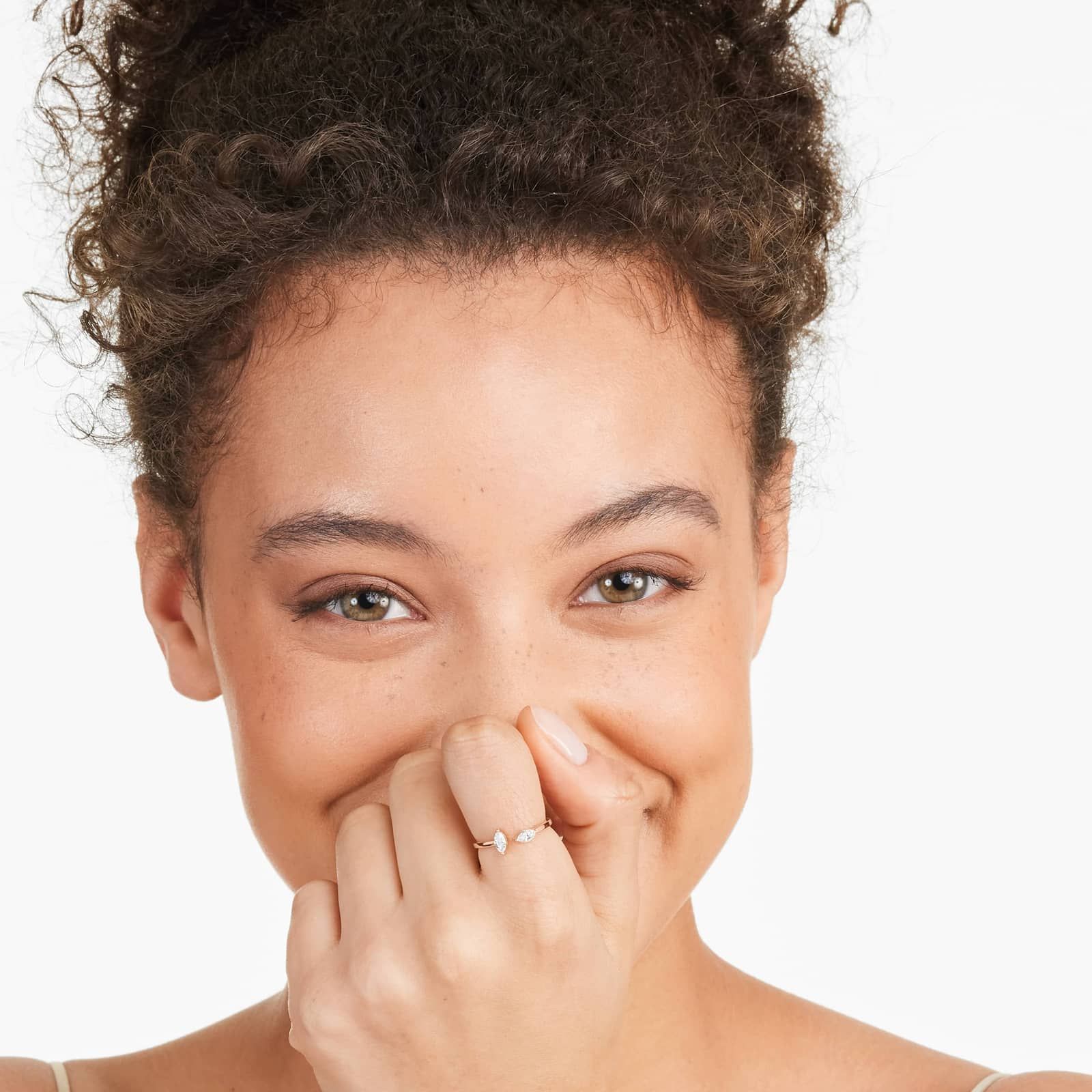 Marquise Cut Open Diamond Juxtapose Ring In 14K Rose Gold