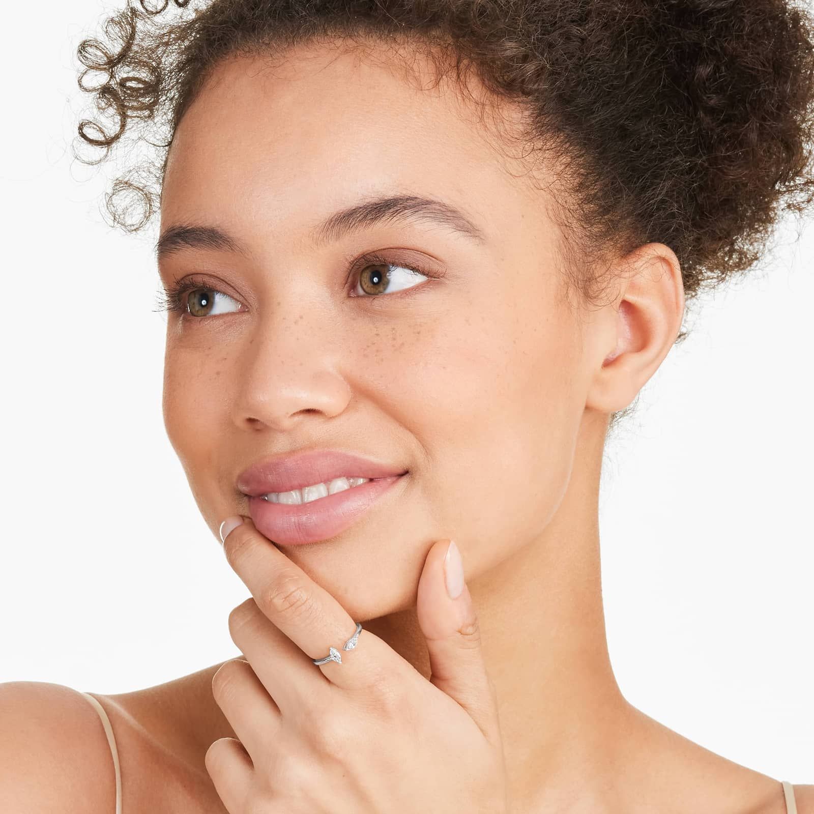 Marquise Cut Open Diamond Juxtapose Ring In 14K White Gold