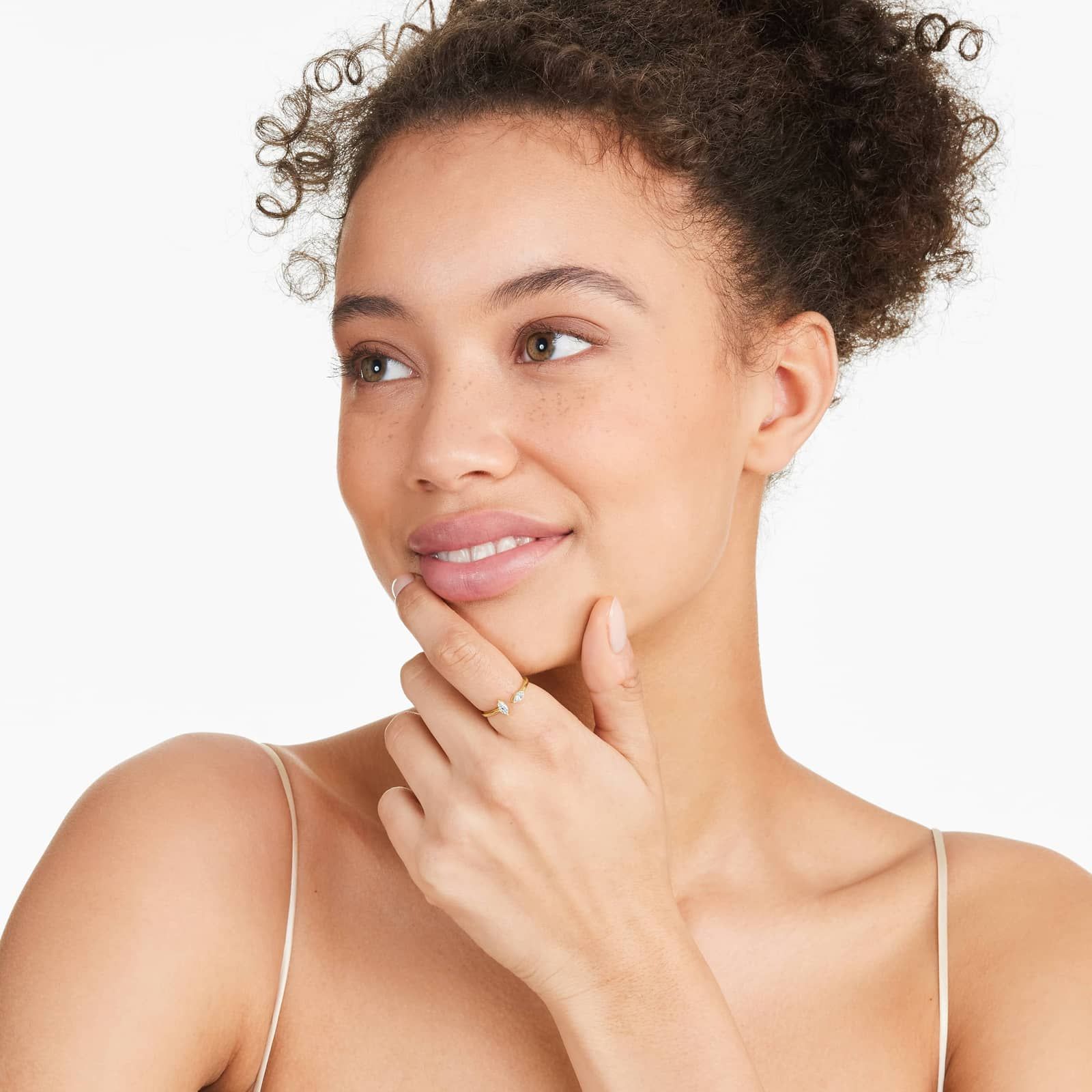 Marquise Cut Open Diamond Juxtapose Ring In 14K Yellow Gold