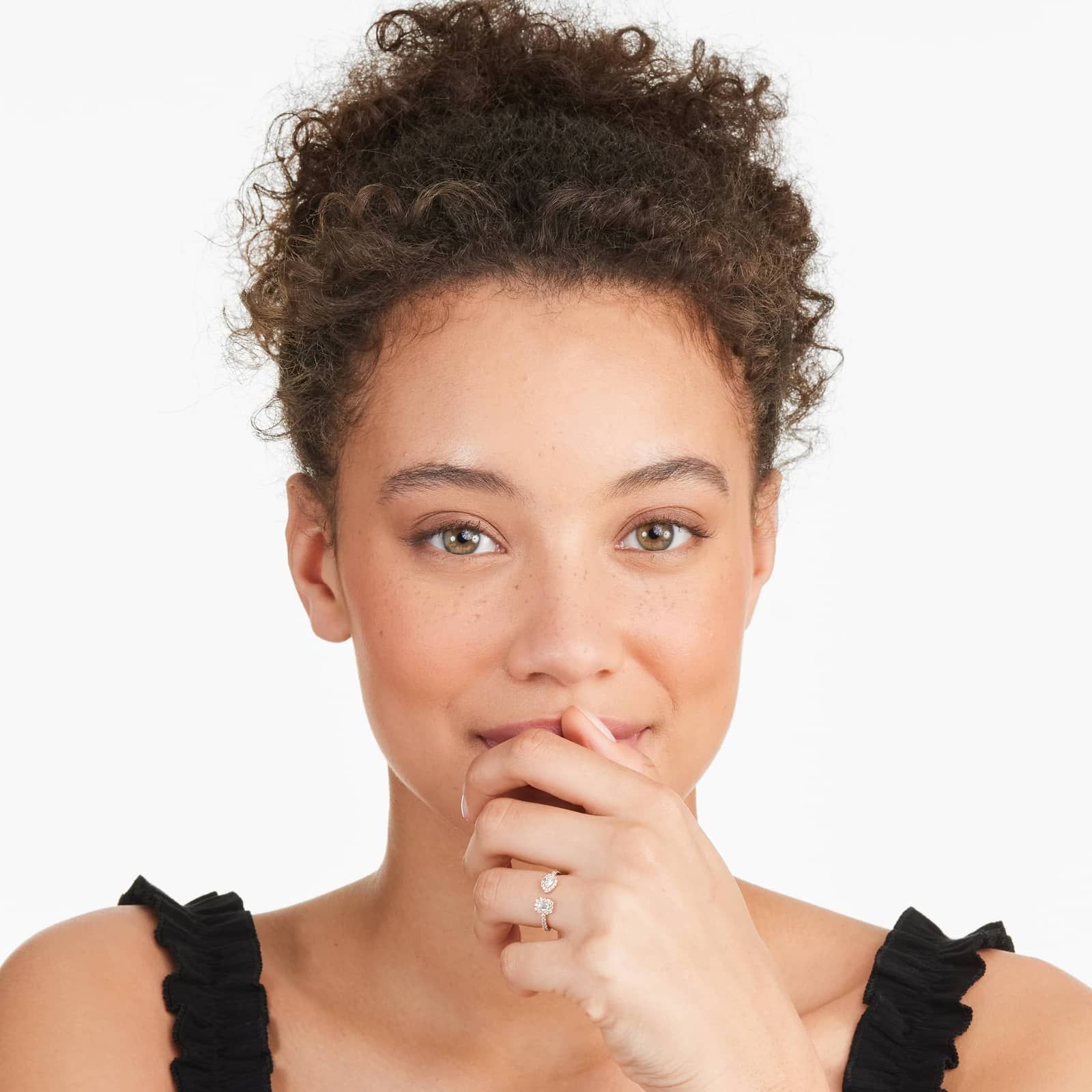 Fancy Asymmetrical Pavé Open Diamond Ring In 14K Rose Gold