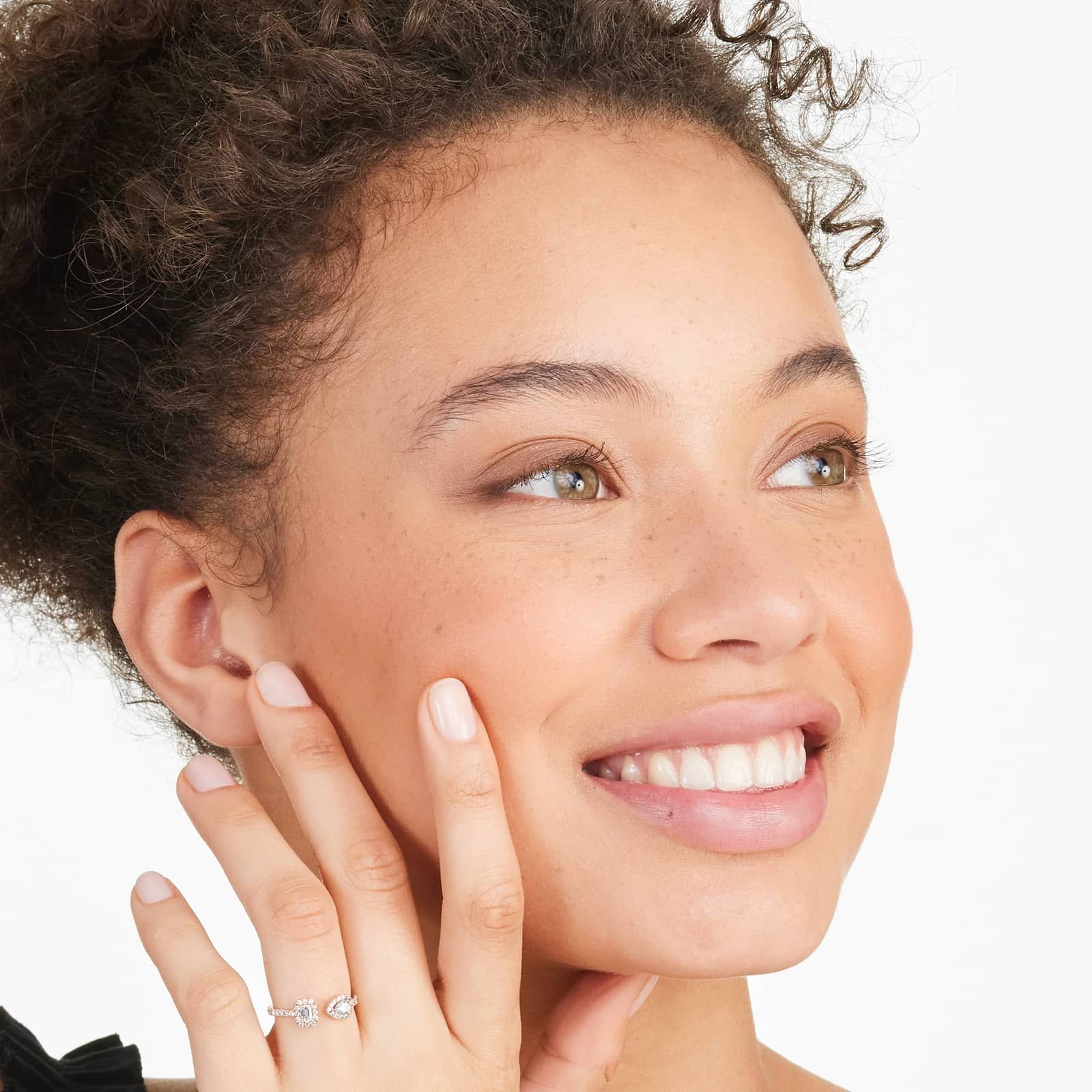 Fancy Asymmetrical Pavé Open Diamond Ring In 14K Rose Gold