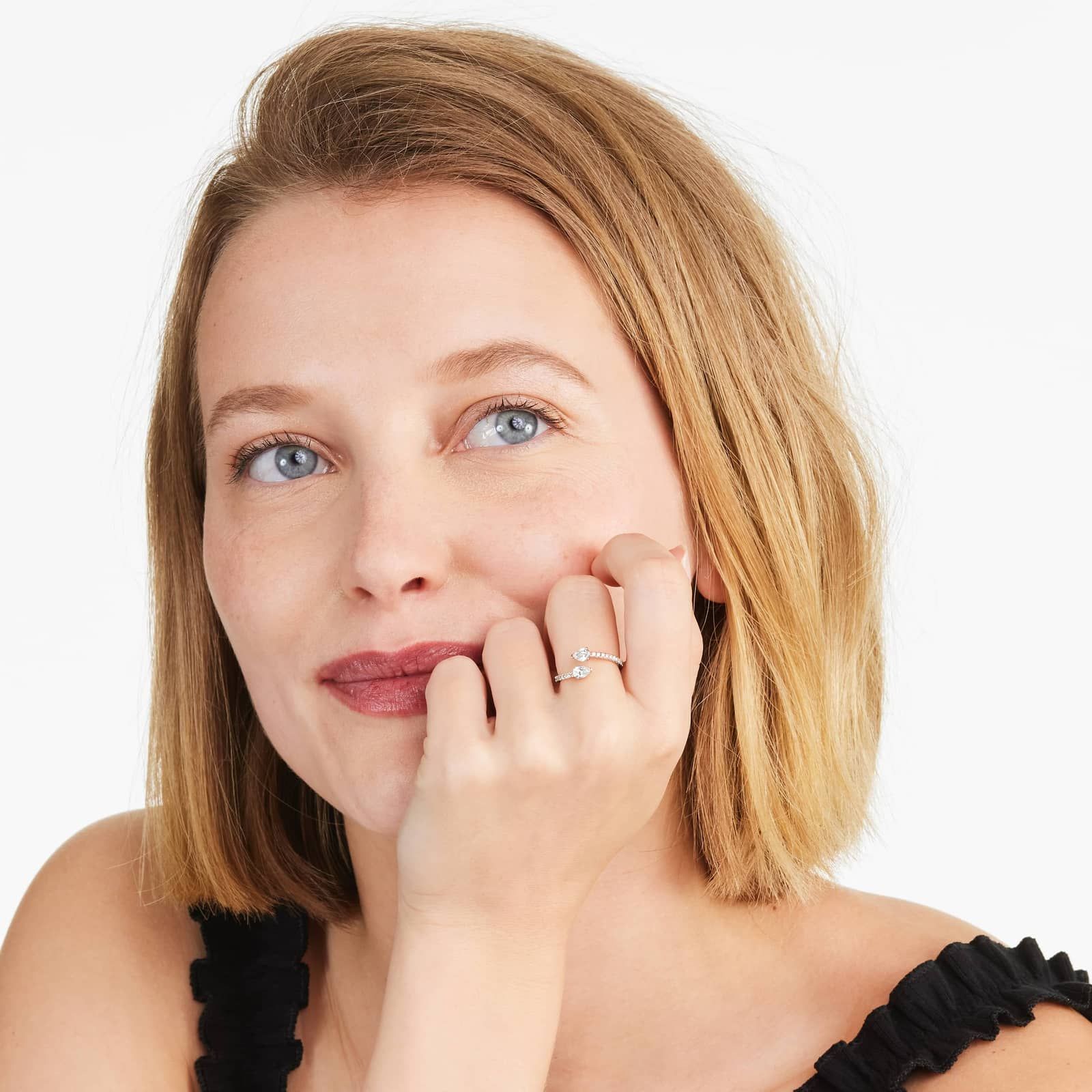 Pear Shape Pavé Open Diamond Ring In 14K Rose Gold