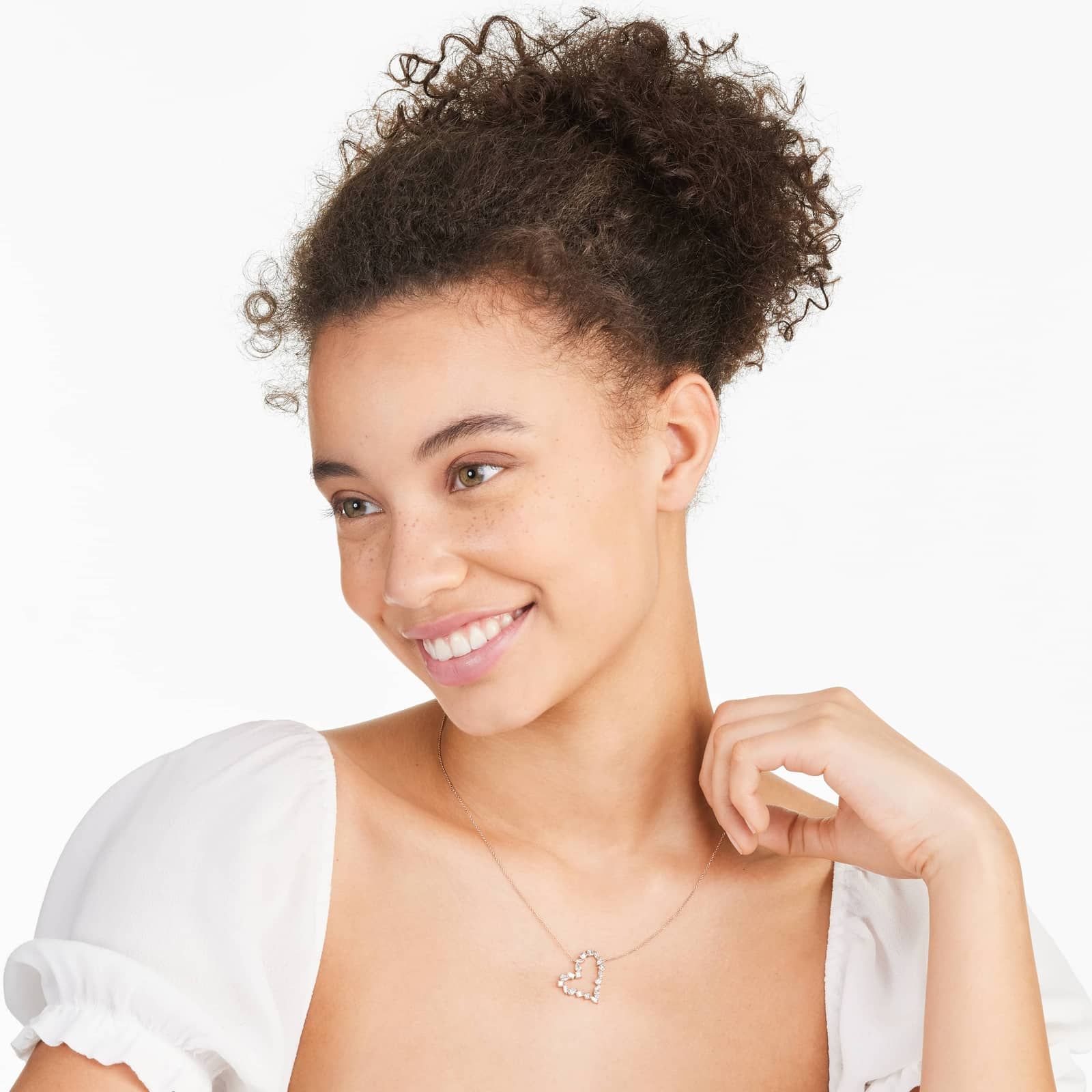 Diamond Heart Necklace With Mixed Diamonds In 14K Rose Gold