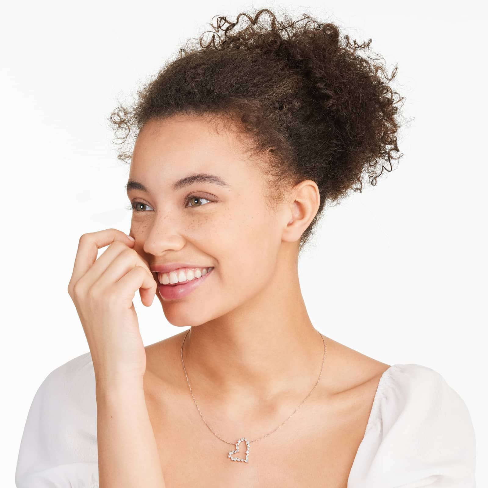 Diamond Heart Necklace With Mixed Diamonds In 14K Rose Gold