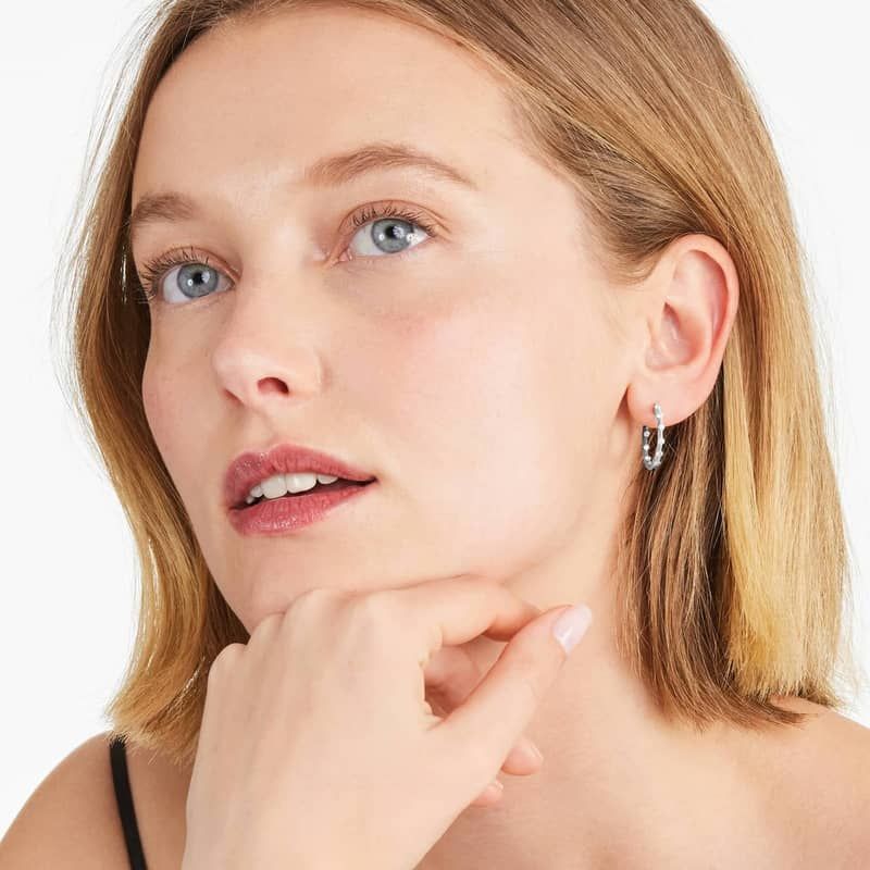 Tension-Set Diamond Hoop Earrings In 14K White Gold By Brevani