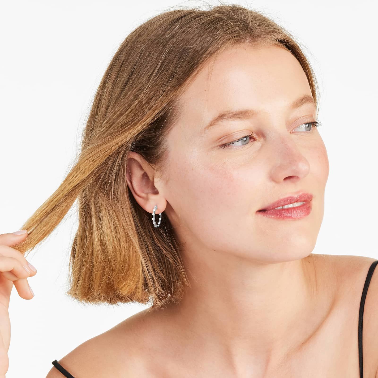 Tension-Set Diamond Hoop Earrings In 14K White Gold By Brevani