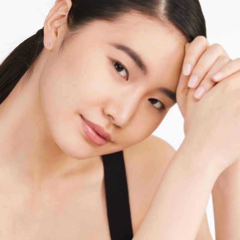 Burst Diamond Stud Earrings In 14K White Gold By Brevani