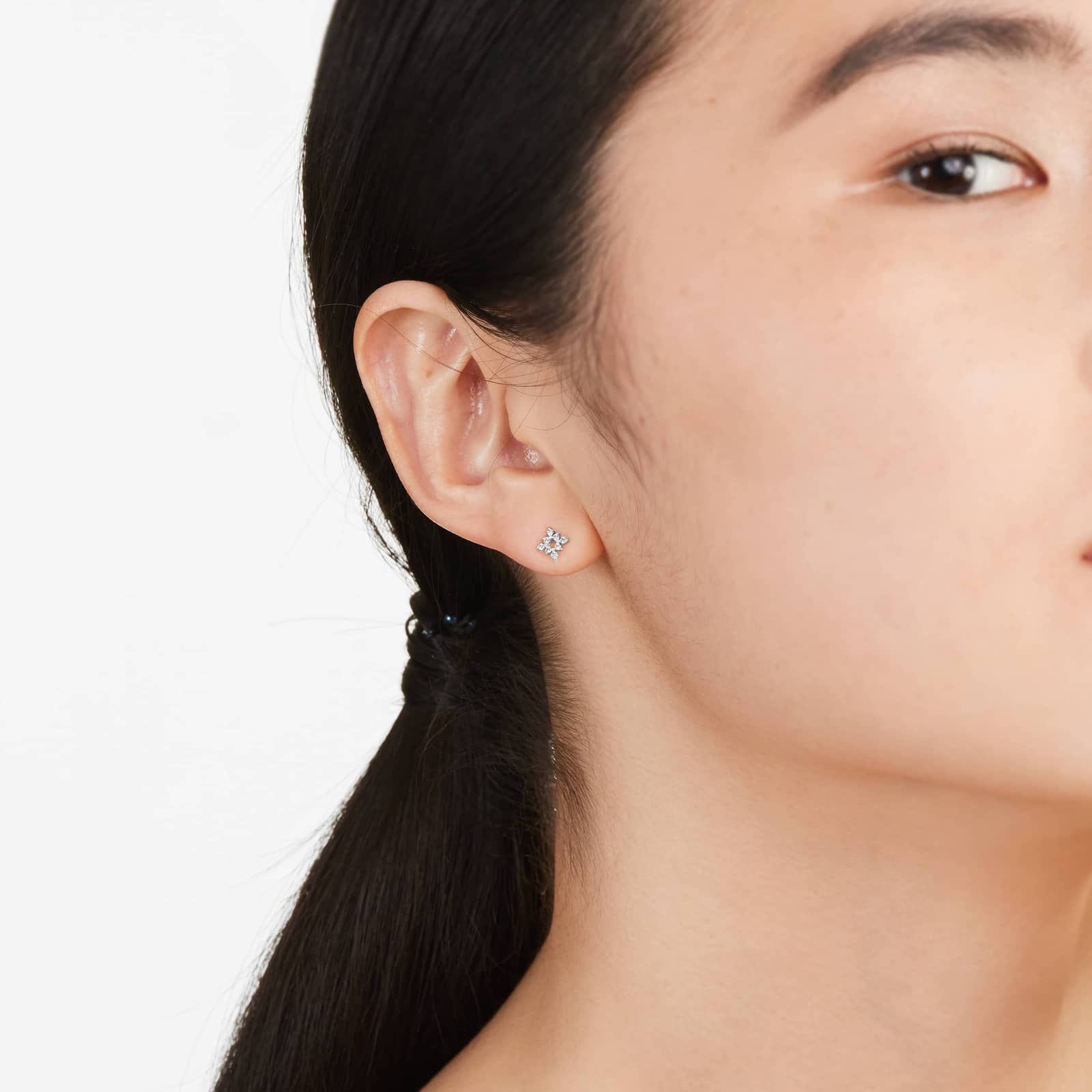 Burst Diamond Stud Earrings In 14K White Gold By Brevani