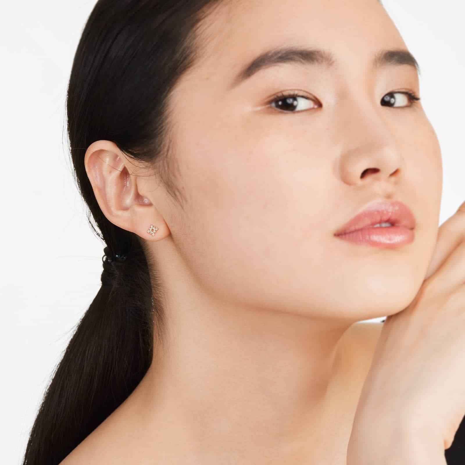 Burst Diamond Stud Earrings In 14K Yellow Gold By Brevani