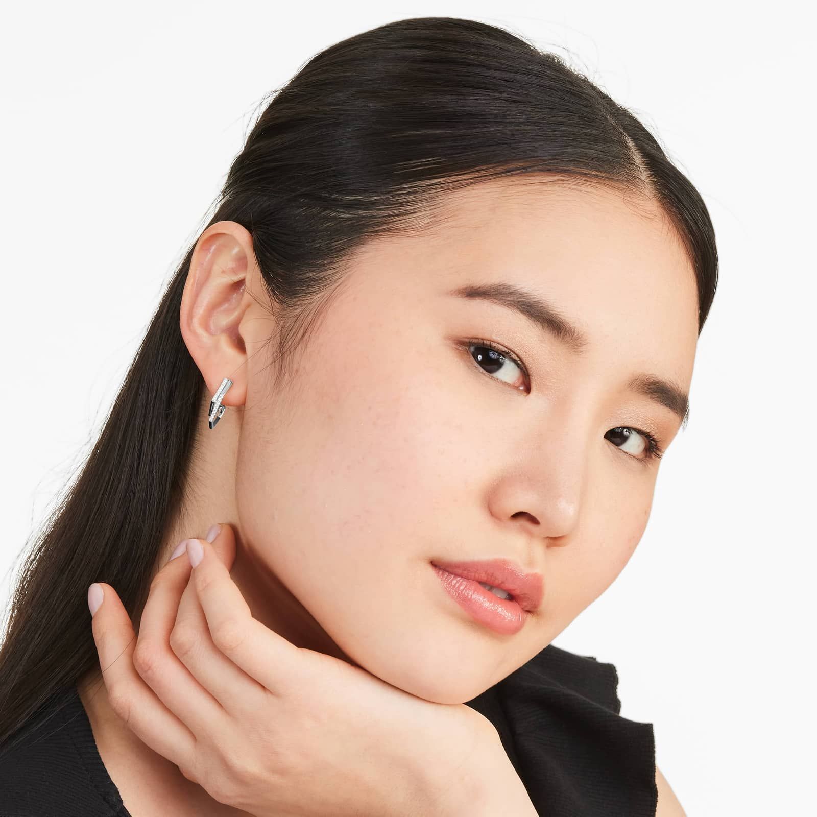 Geometric Dual Diamond Drop Earrings In 14K White Gold By Brevani