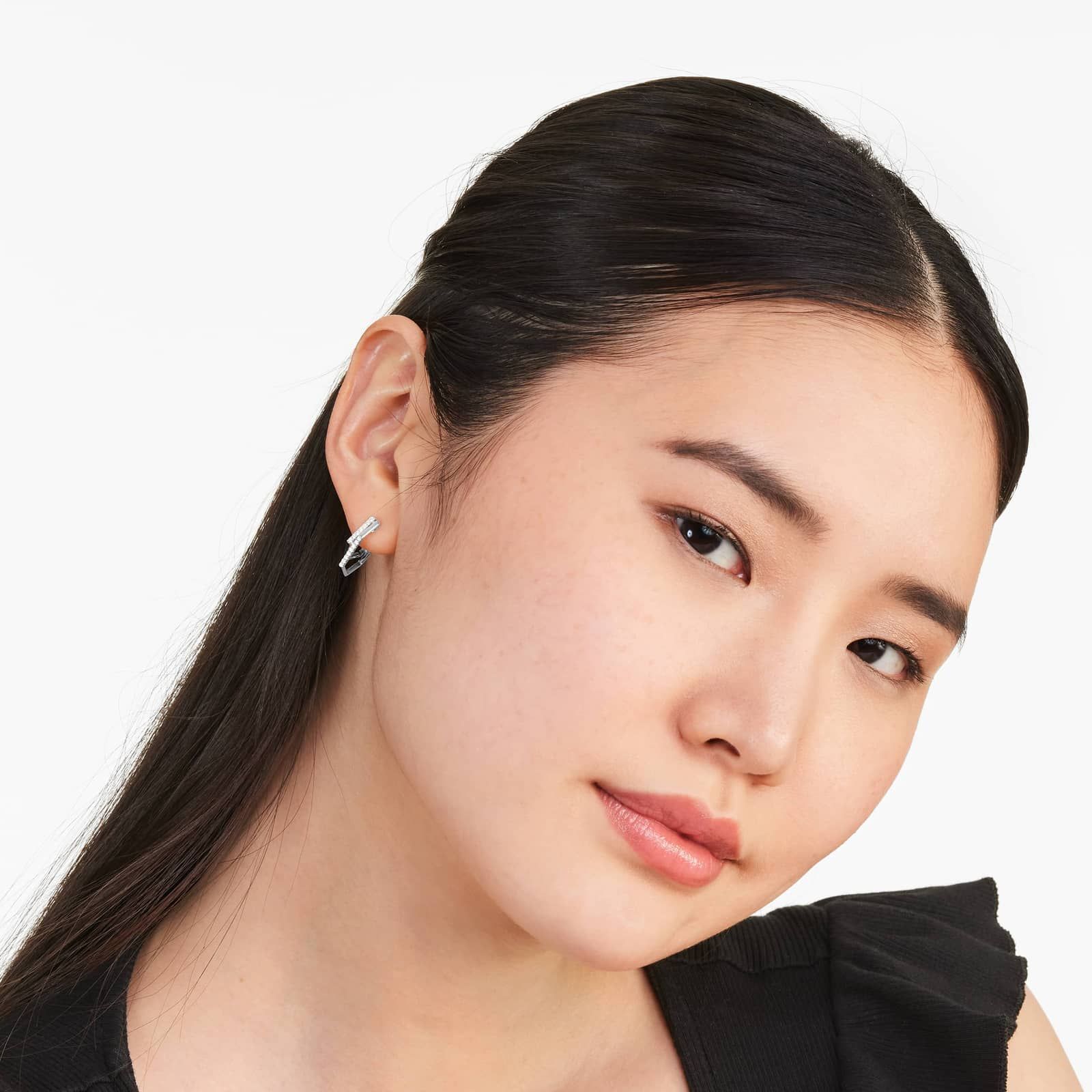 Geometric Dual Diamond Drop Earrings In 14K White Gold By Brevani