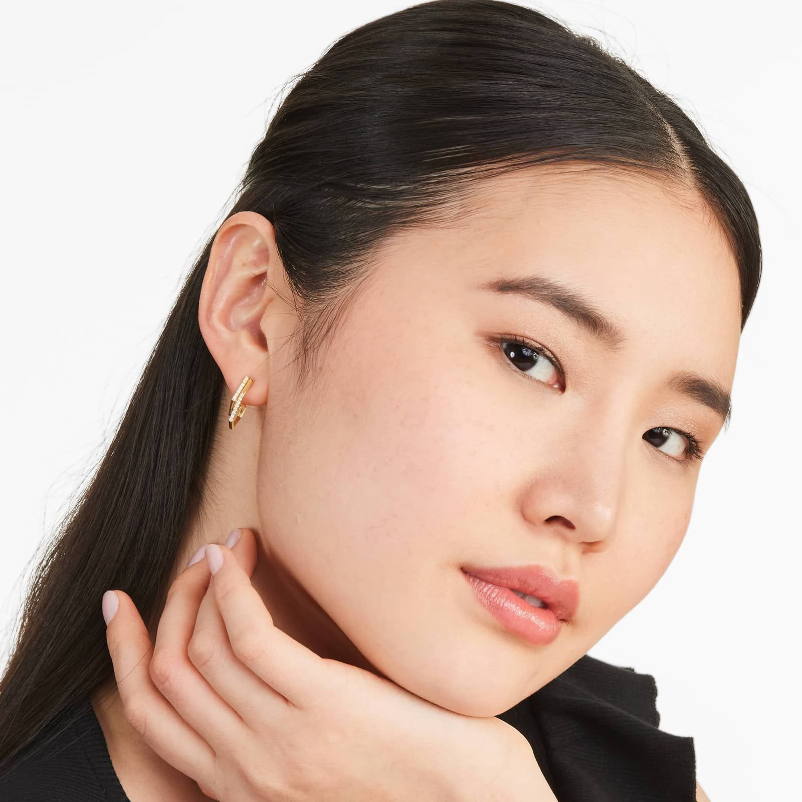 Geometric Dual Diamond Drop Earrings In 14K Yellow Gold By Brevani