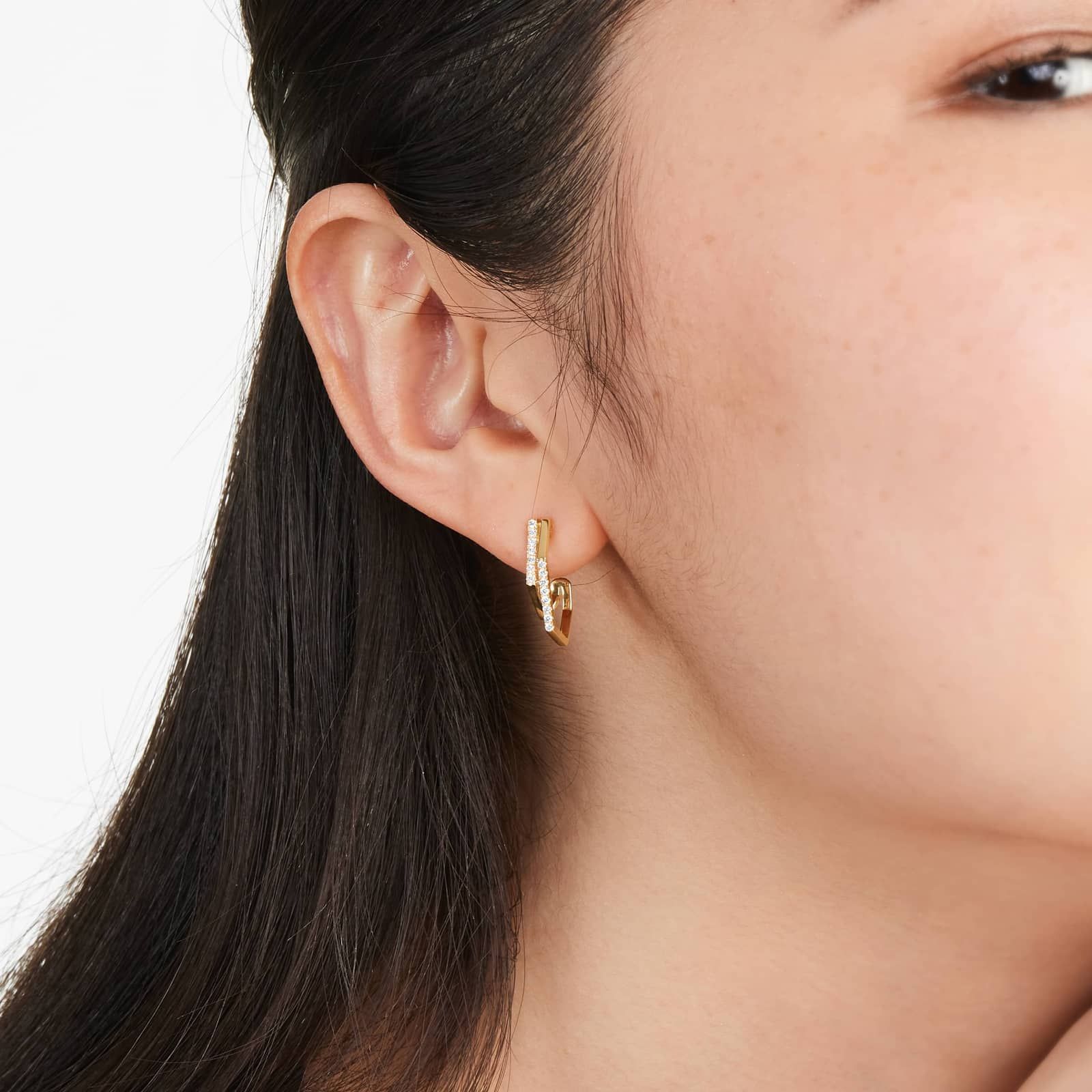 Geometric Dual Diamond Drop Earrings In 14K Yellow Gold By Brevani